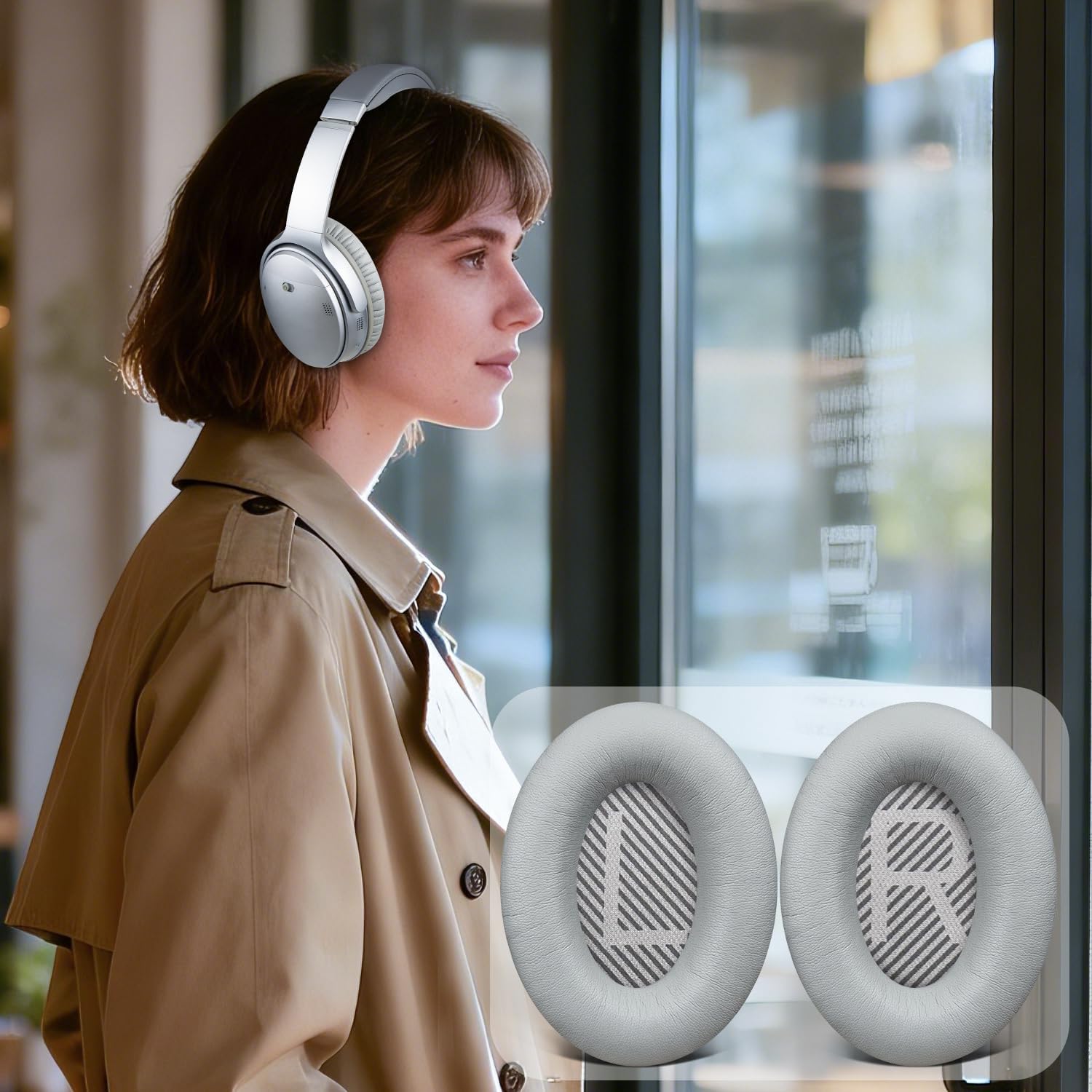 SoloWIT Earpads for Bose QC35 & QC35 II Headphones – Silver