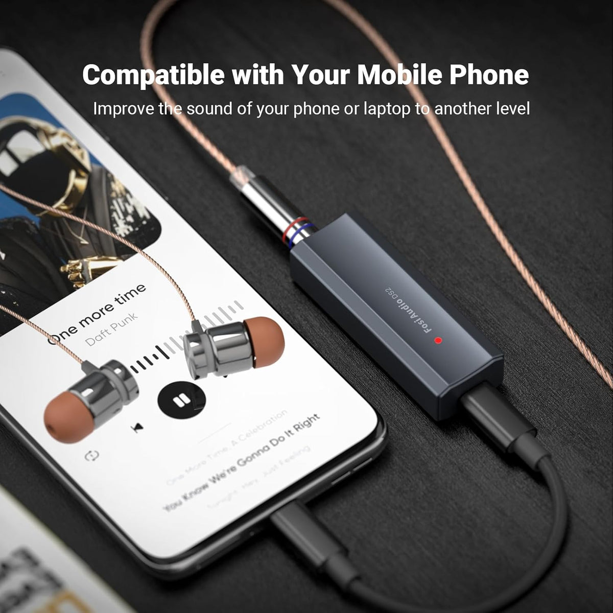 Fosi Audio DS2 USB-C DAC Headphone Amp 3.5mm 4.4mm DSD256
