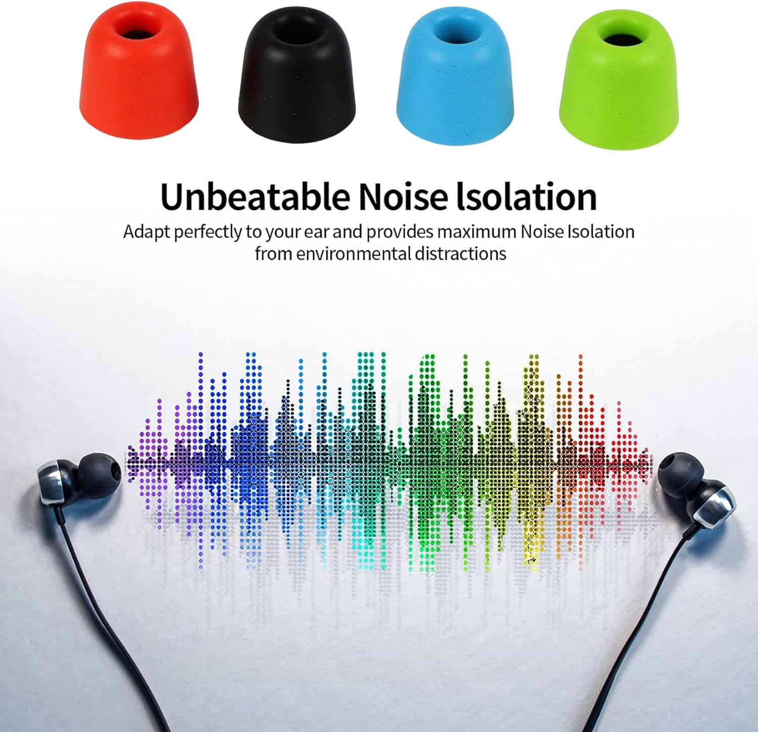 8 Pairs Memory Foam Earbud Tips 4 Colors Noise Isolation 4.5-5.5mm