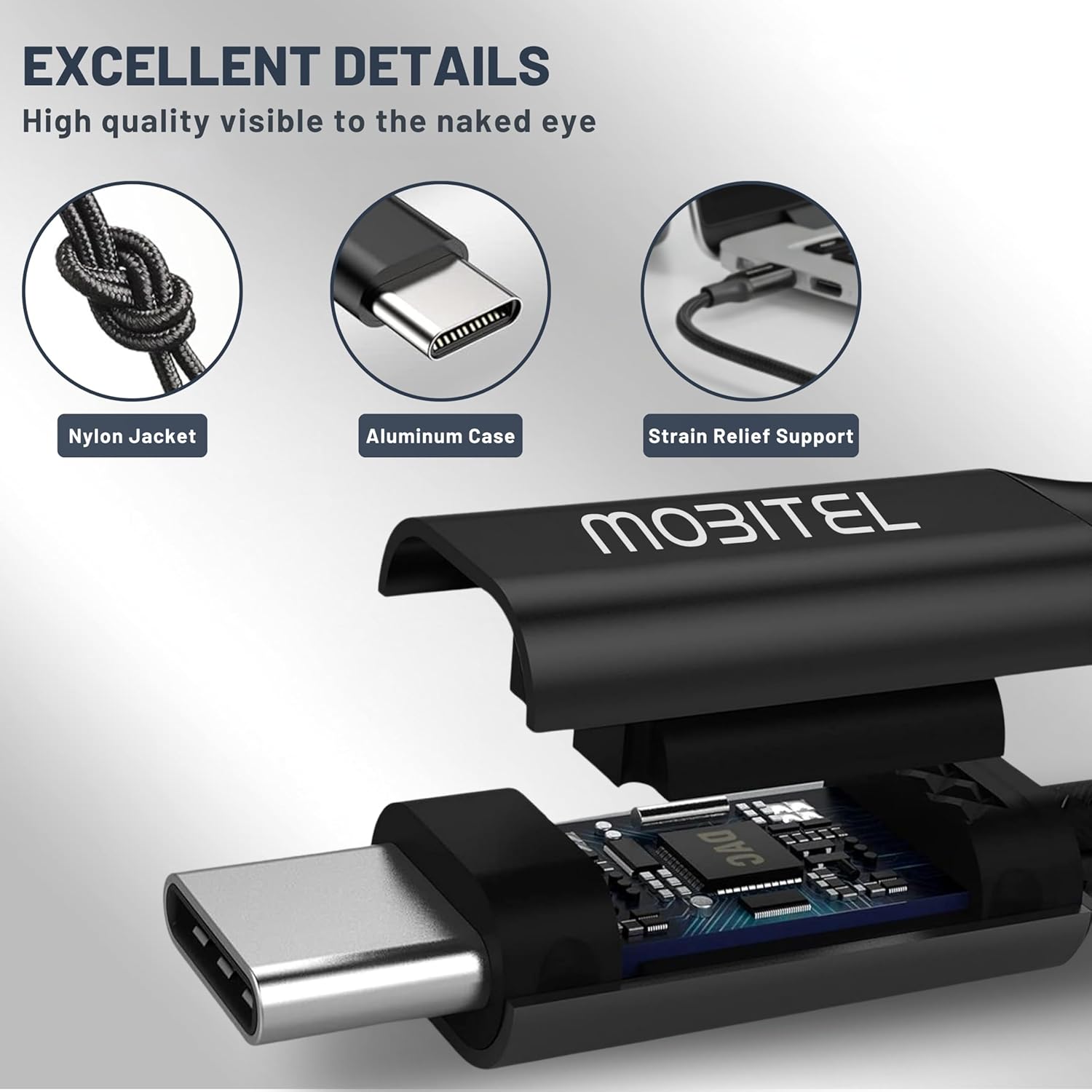 Mobitel USB C to 3.5mm Headphone Adapter with Hi-Fi DAC & Mic Support