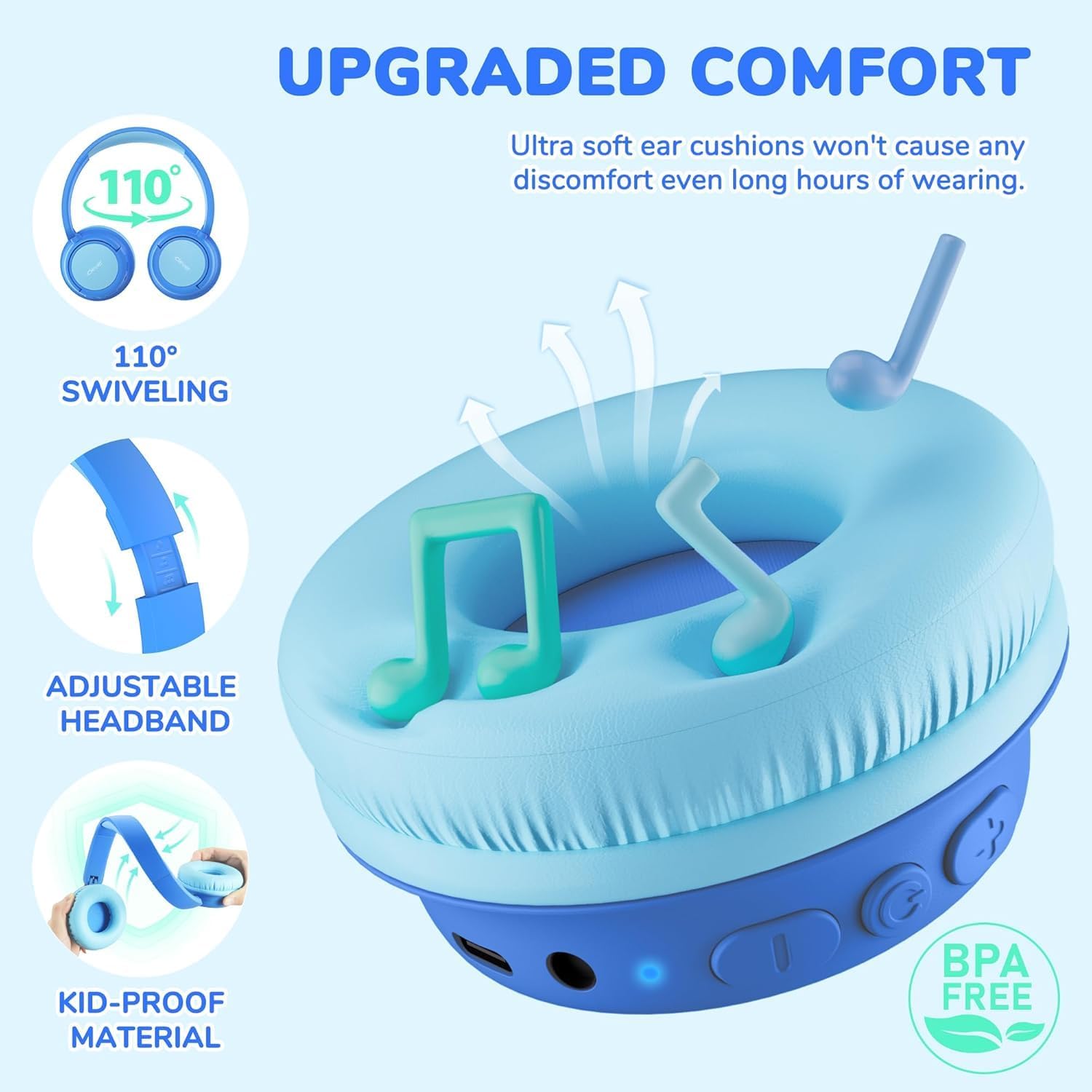 iClever BTH22 Kids Wireless Headphones, 60H Playtime, Bluetooth 5.4