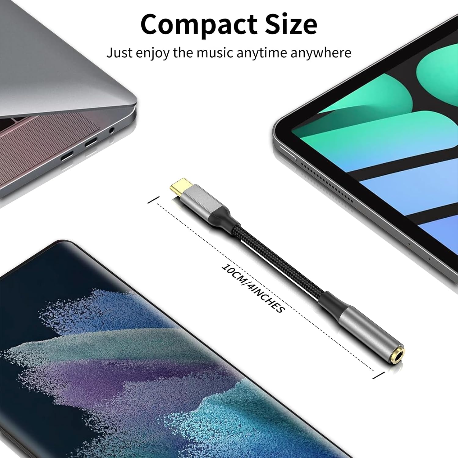 USB C to 3.5mm Audio Adapter, HiFi DAC Headphone Jack Converter 2 Pack