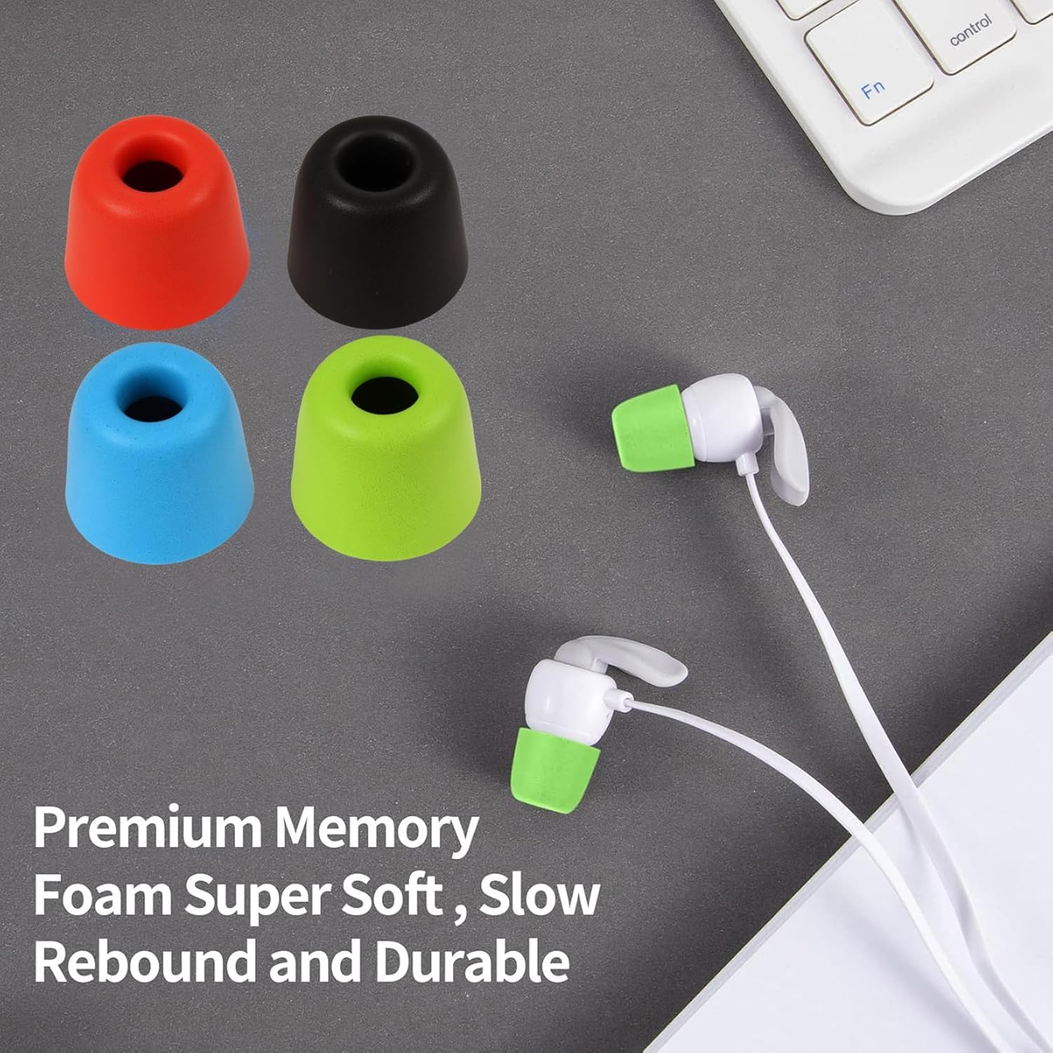 8 Pairs Memory Foam Earbud Tips 4 Colors Noise Isolation 4.5-5.5mm