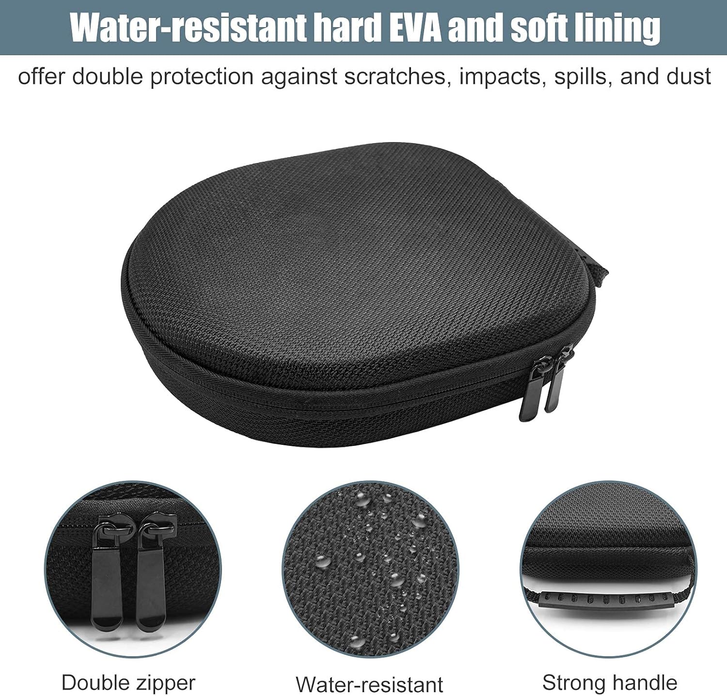 ProCase Hard Carrying Case for Sony & Bose Headphones, Black Travel Bag