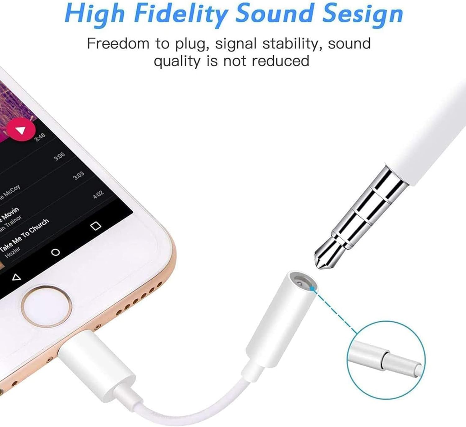 2 Pack Lightning to 3.5mm Audio Adapter for iPhone Fast Connect