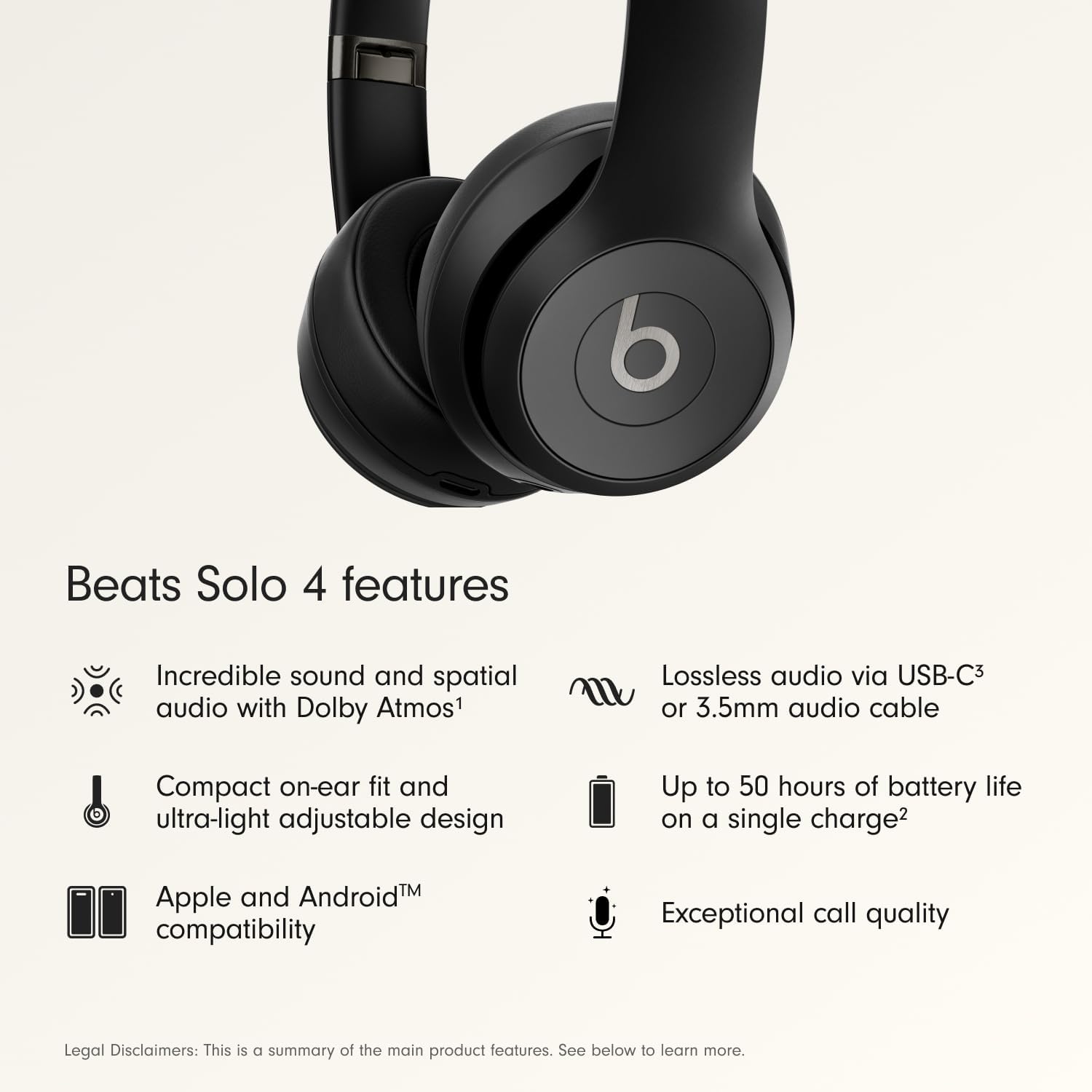 Bluetooth On-Ear Headphones, 50H Battery, Apple & Android Compatible