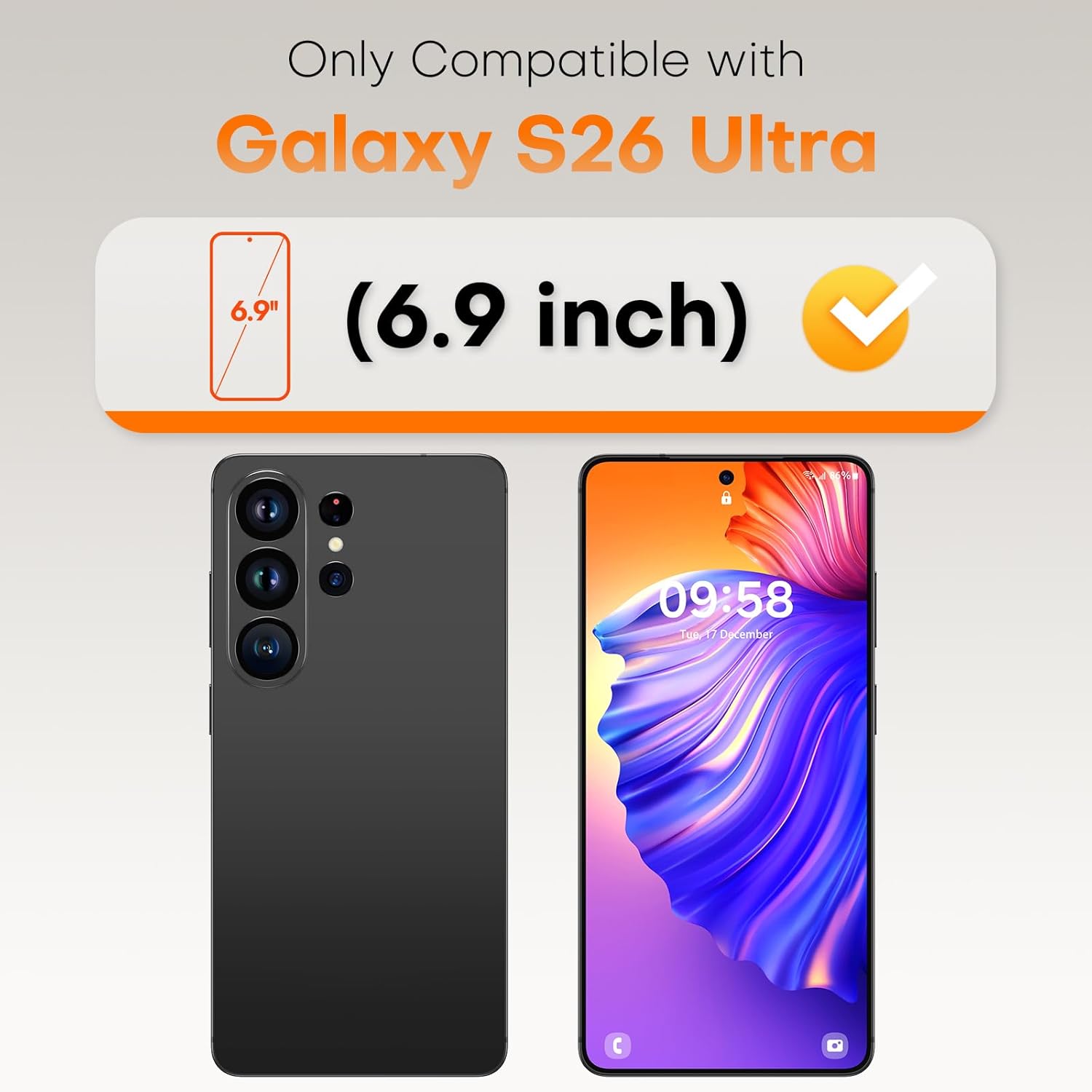 TOCOL 2-Pack Samsung Galaxy S26 Ultra Screen Protector 6.9" HD Glass