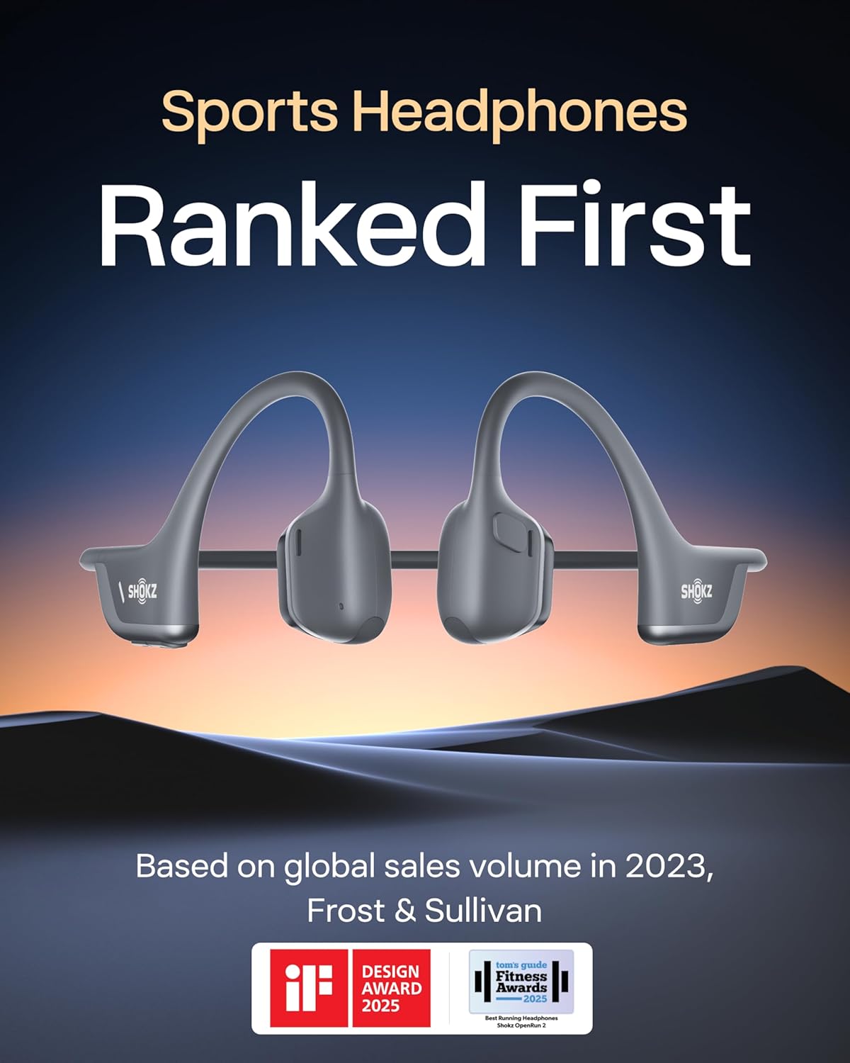 Bone Conduction Sports Headphones, Open-Ear, 12H Playtime, IP55 Black