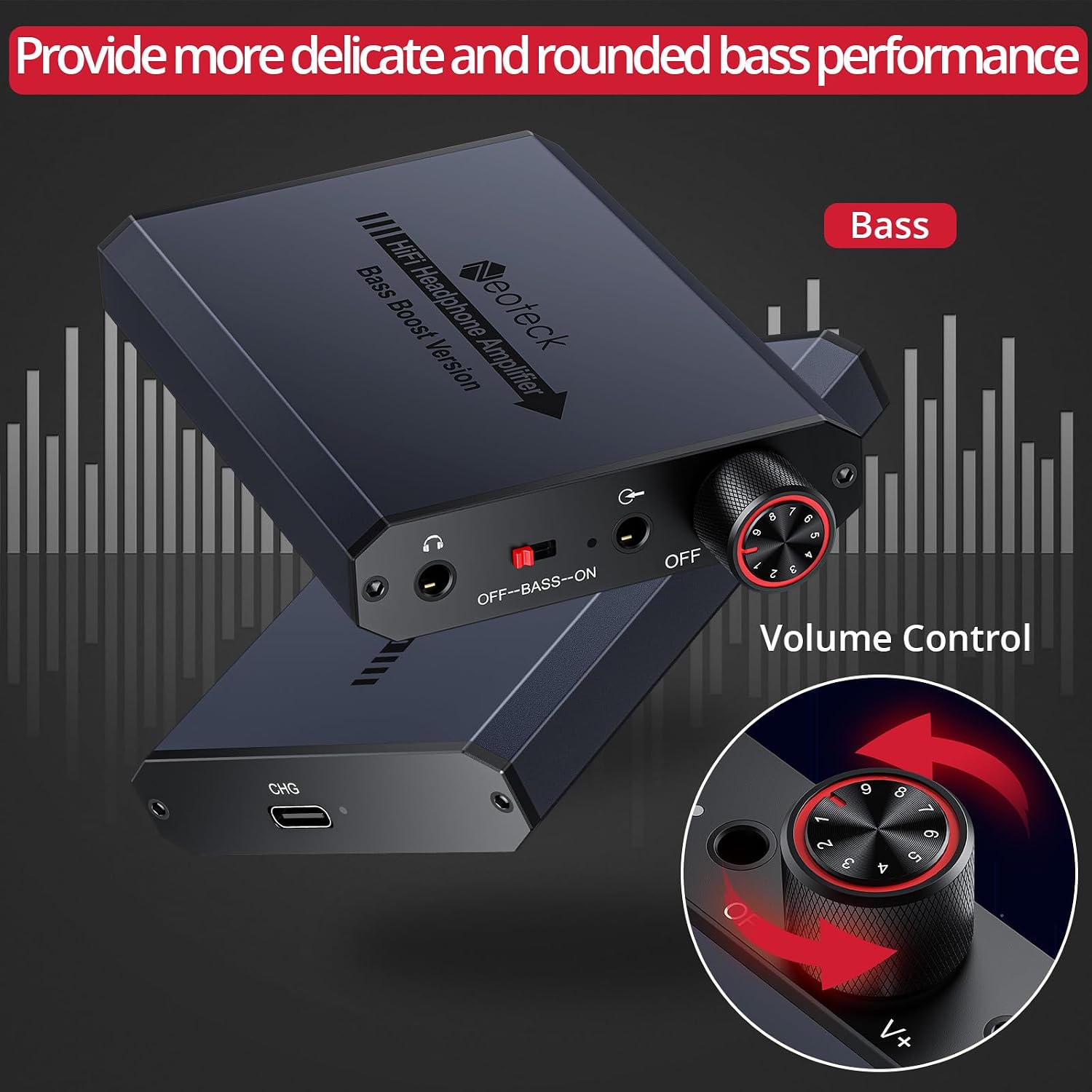 Neoteck Portable Headphone Amplifier 16–300Ω with Bass Boost