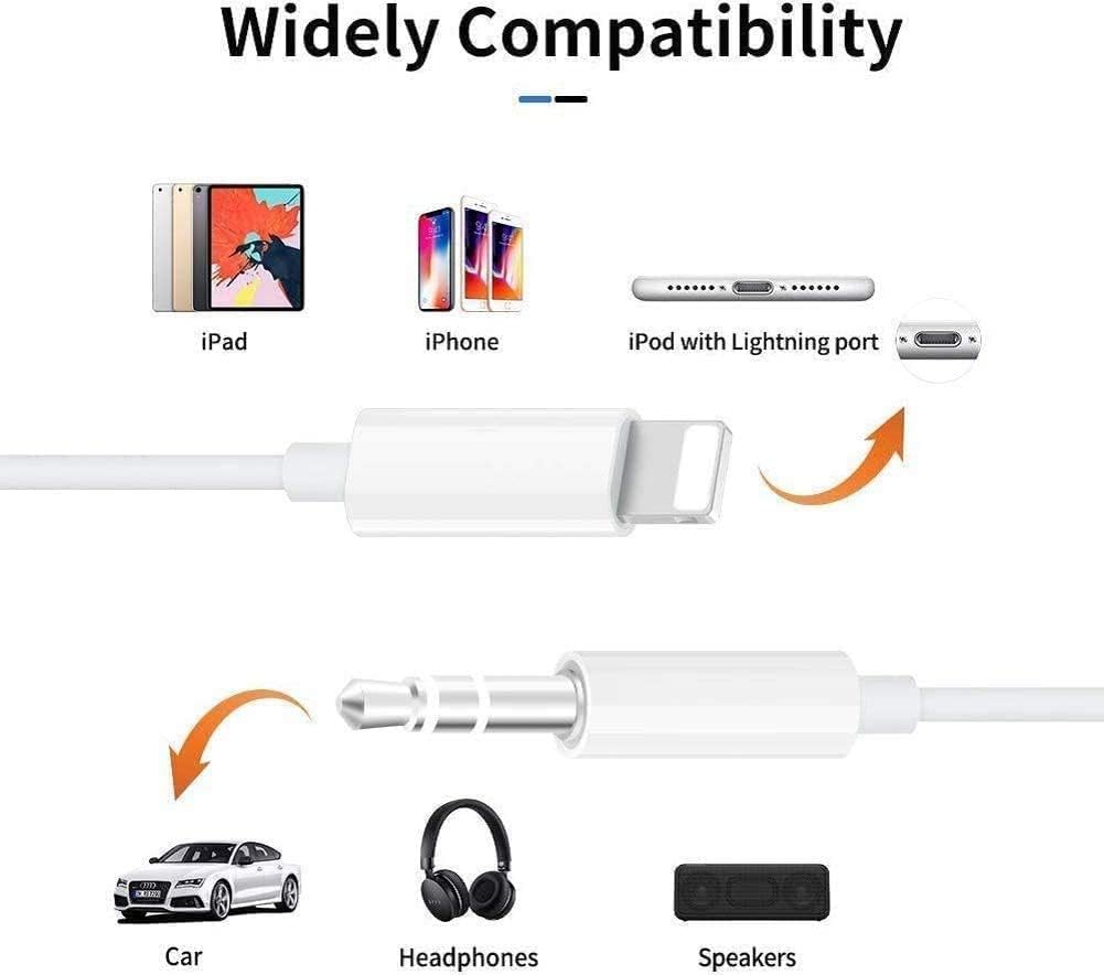 iPhone 3.5mm Aux Cable for Car, Stereo & Headphones, White