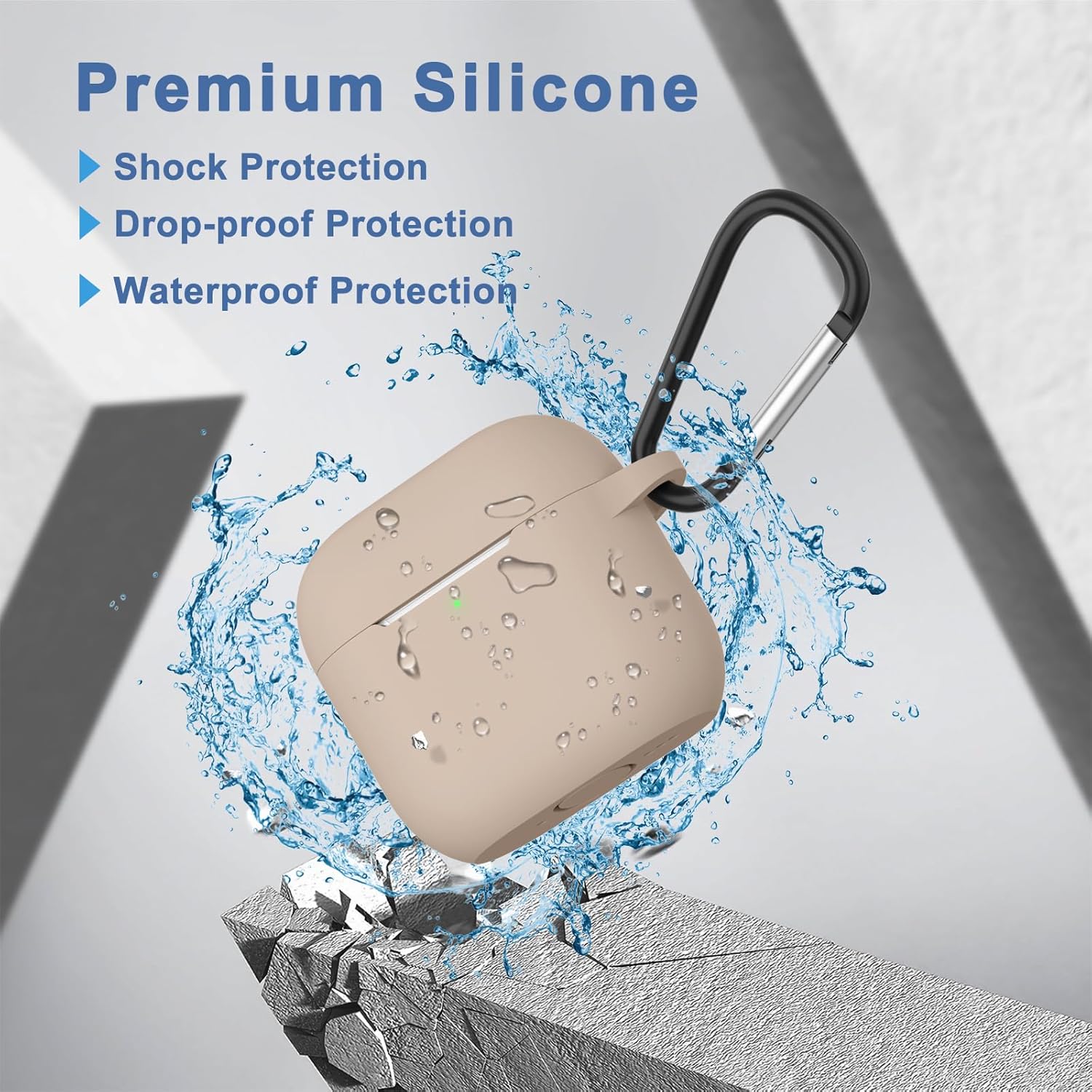AirPods 4 Silicone Case 2024 with Carabiner Soft Protective Cover Milk Tea