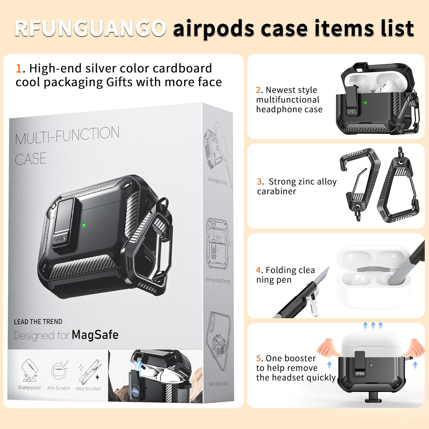 AirPods Pro 2/1 Case with Phone Holder Magnetic Suction Cover Black