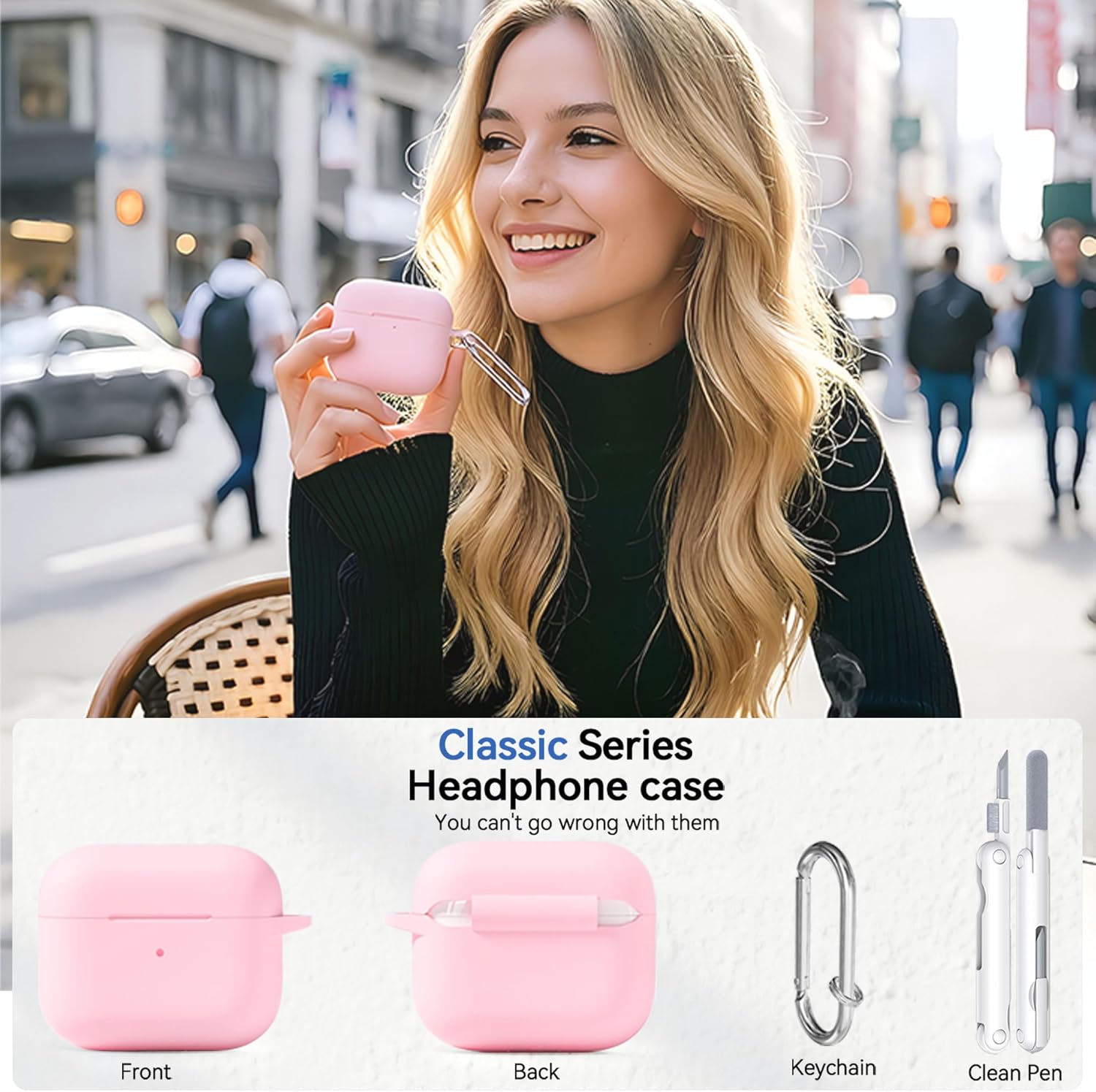 AirPods 4 Case Cover 2024, Silicone with Cleaner Kit & Keychain