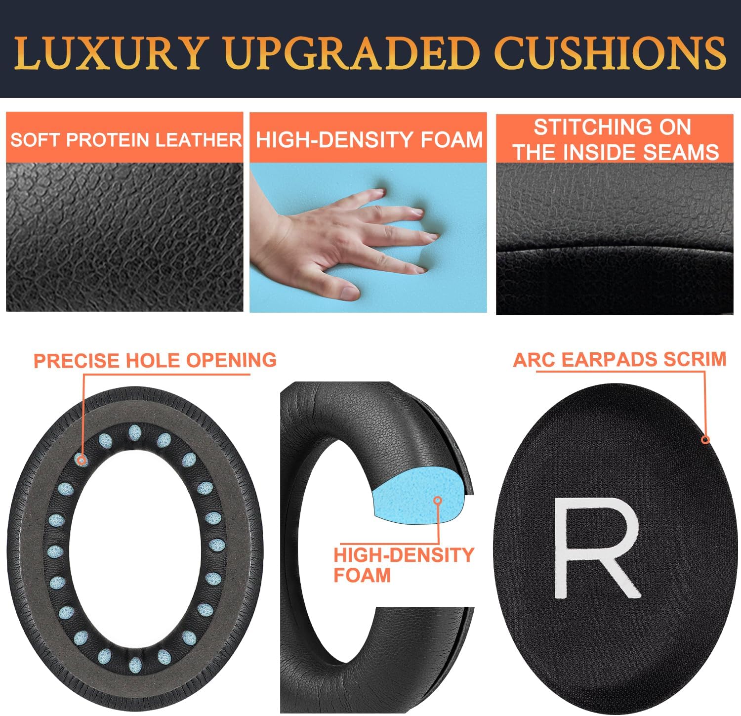 SOULWIT Earpads for Bose QC45/QC SE/QC Wireless Headphones Black