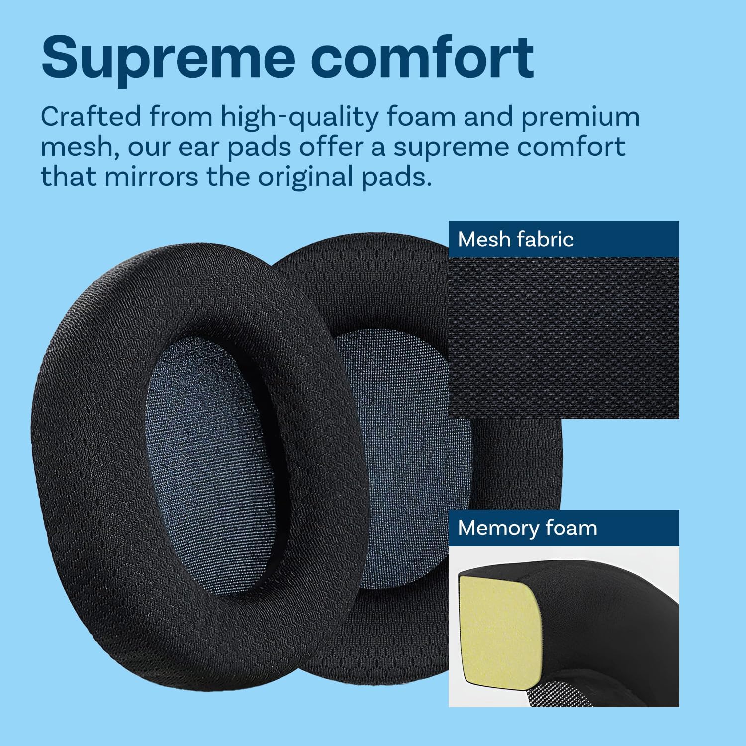 SteelSeries Arctis Mesh Fabric Replacement Ear Pads Black 1/3/5/7