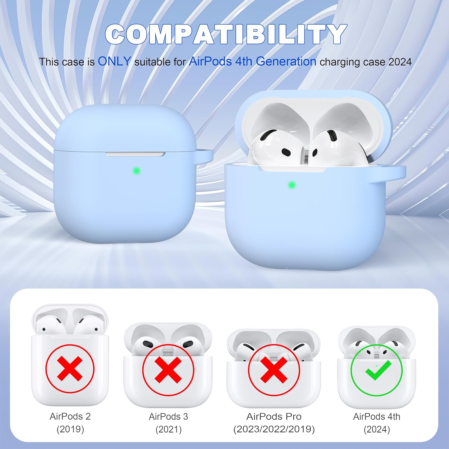 AirPods 4 Military Grade Silicone Case with Keychain & Cleaning Kit
