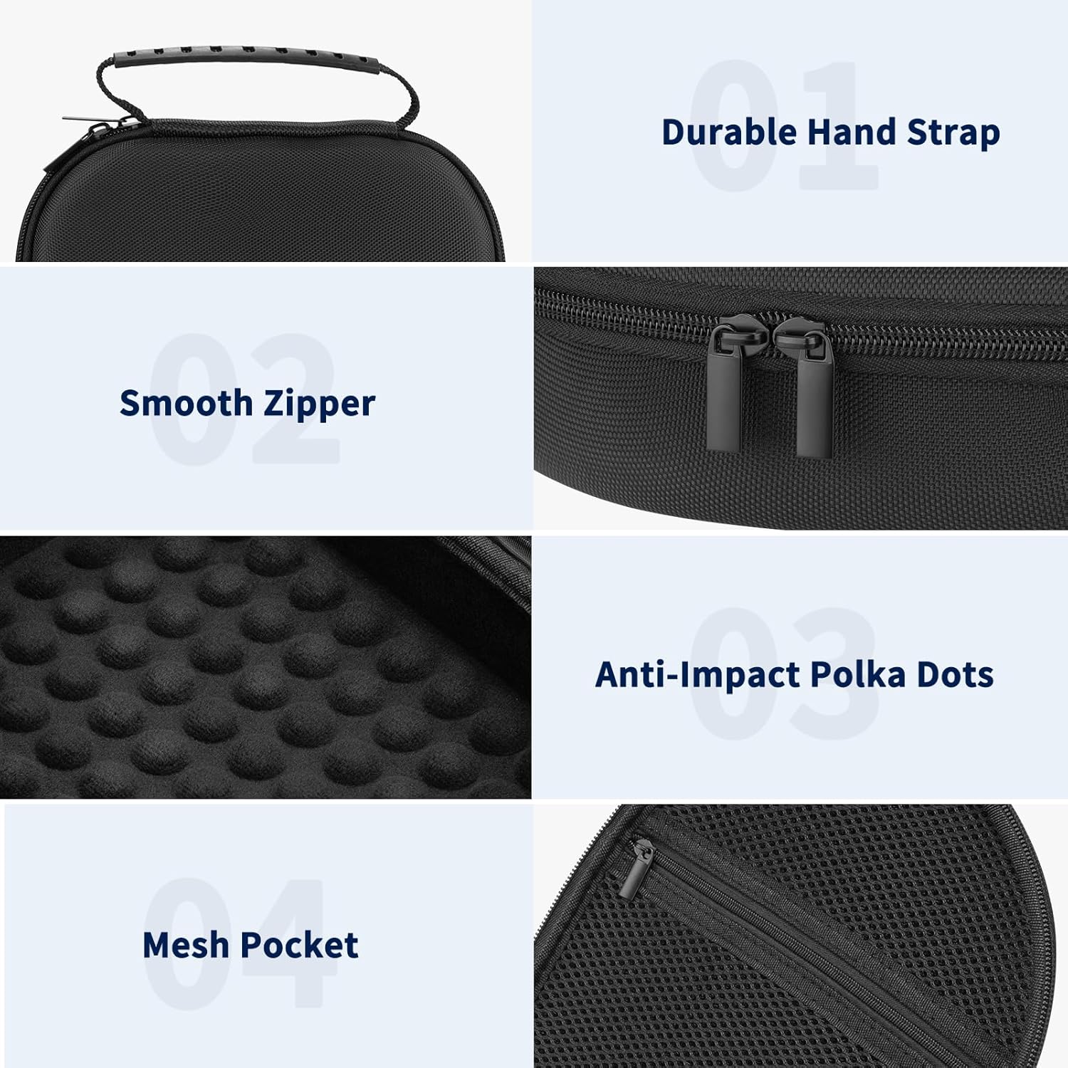 AirPods Max Hard Case, Portable Travel Bag with Zipper & Mesh Pouch