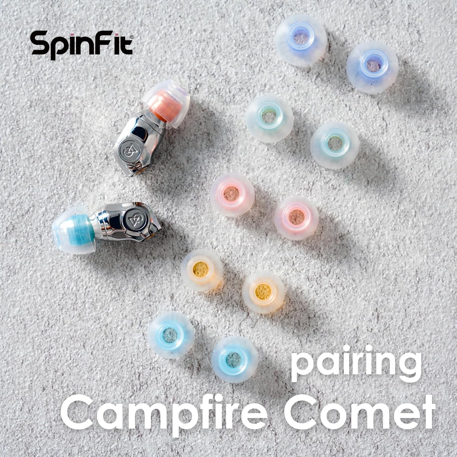 SpinFit W1 L Silicone Ear Tips for IEM, Stable Medical-Grade Fit