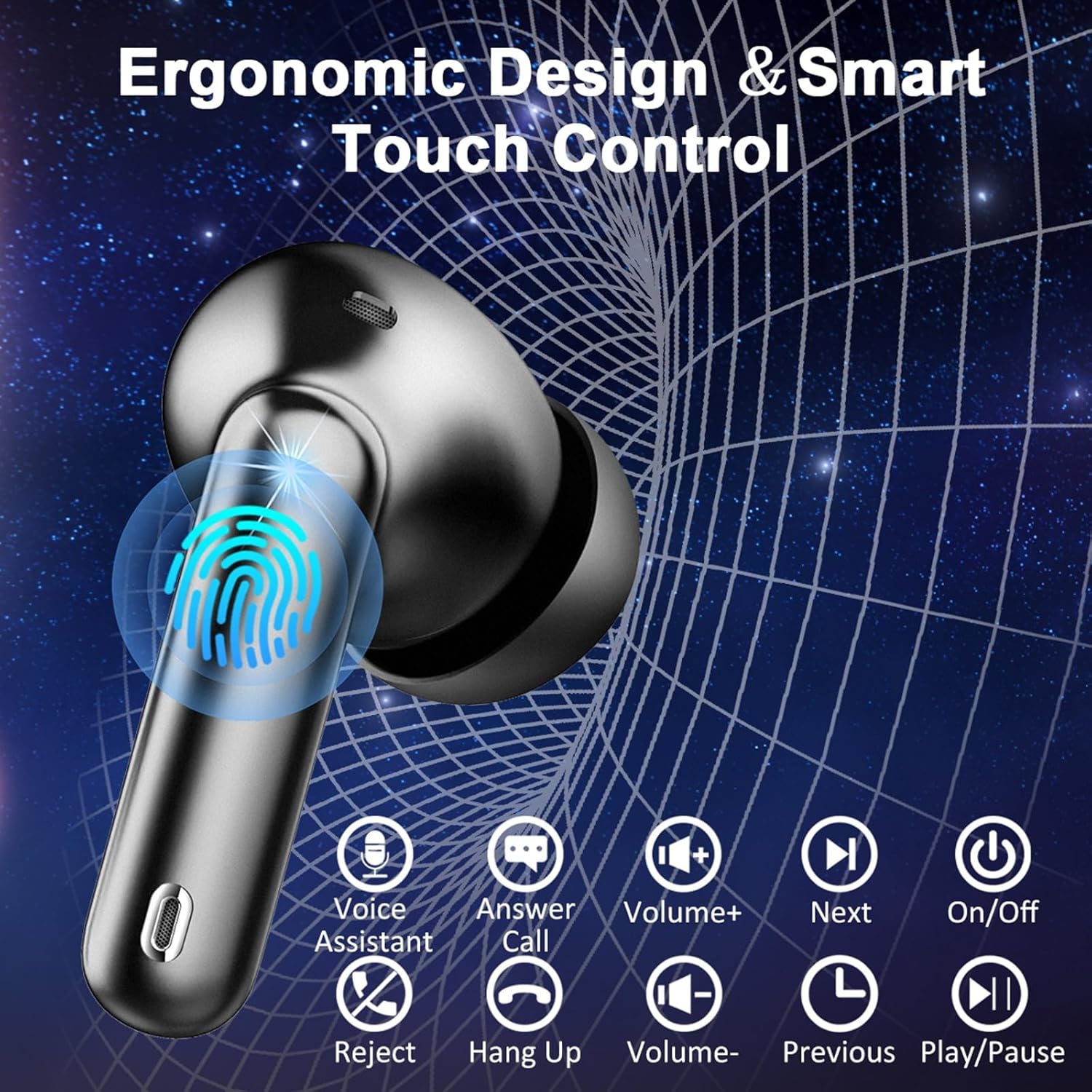 Bluetooth 5.4 Wireless Earbuds, 50H Playtime, ENC Mic, IP7 Waterproof