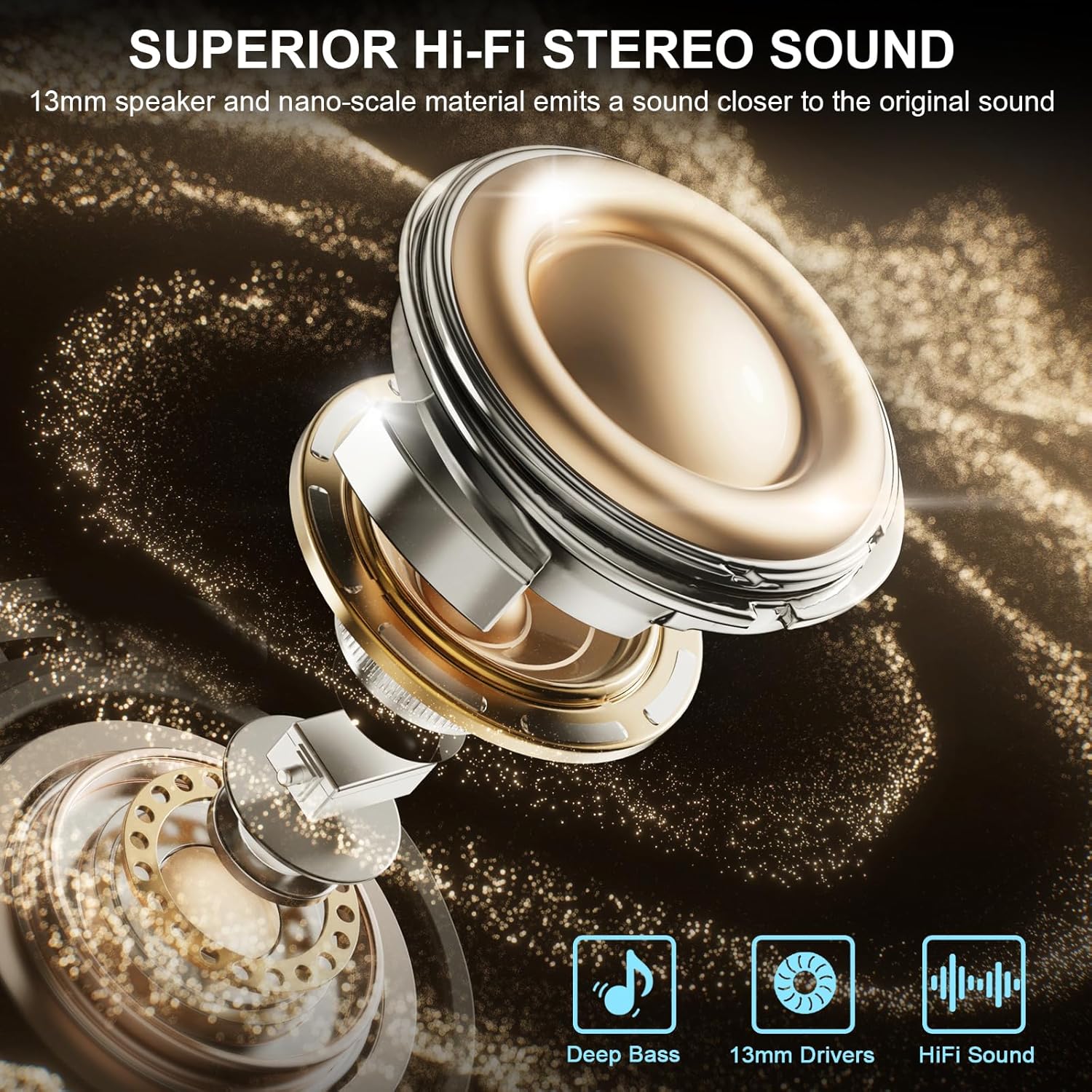 Bluetooth 5.4 Wireless Earbuds, 50H Playtime, ENC Mic, IP7 Waterproof