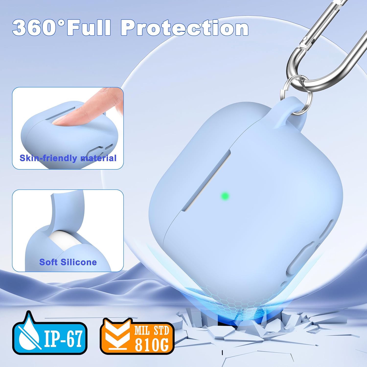 AirPods 4 Military Grade Silicone Case with Keychain & Cleaning Kit