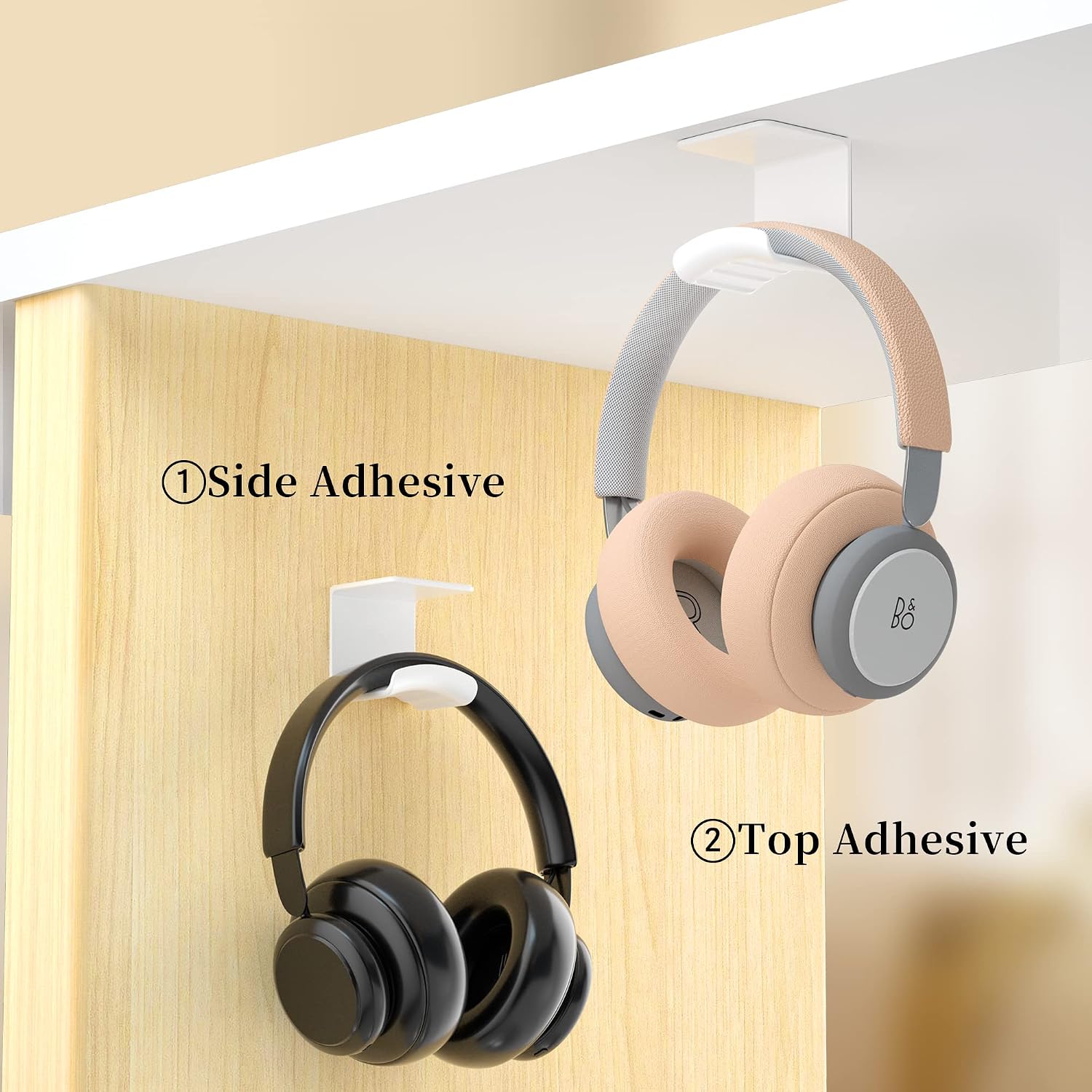 Cozycase Headphone Holder Hanger Hook for Wall or Under Desk, White