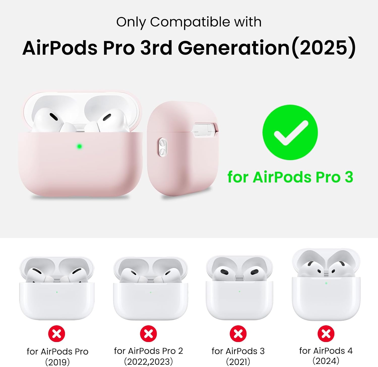 ORNARTO AirPods Pro 3 Protective Silicone Case, Front LED Visible