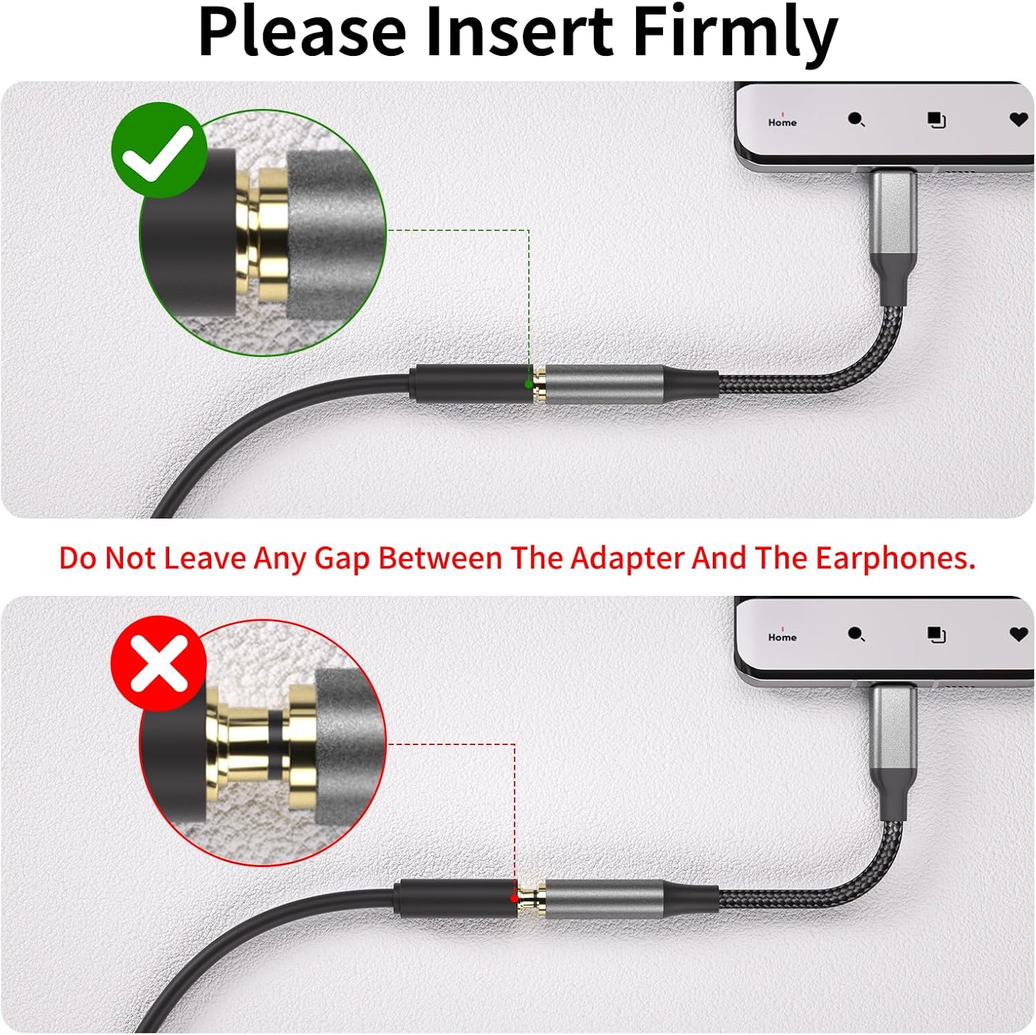 USB C to 3.5mm Audio Adapter, HiFi DAC Headphone Jack Converter 2 Pack