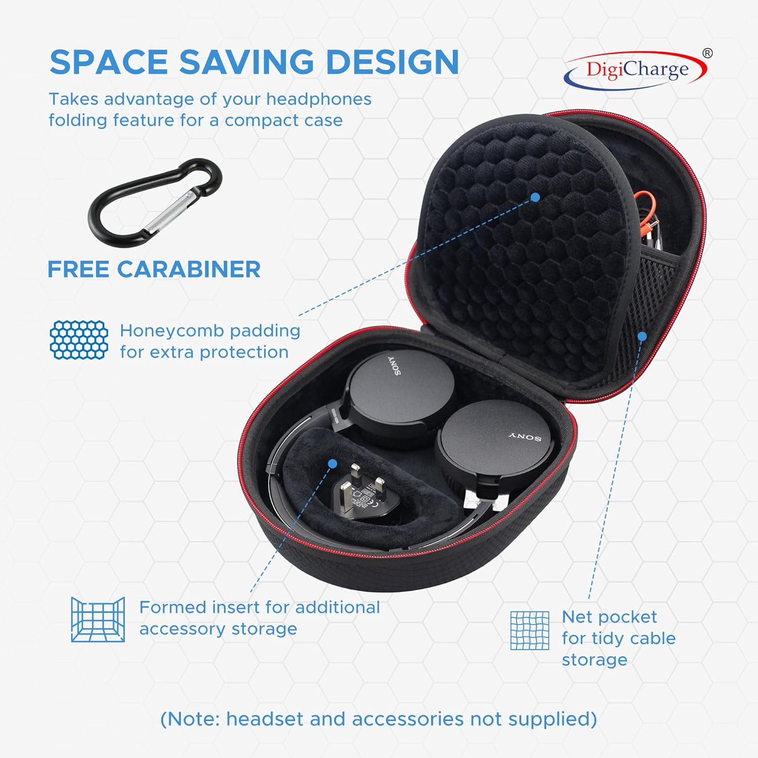 Digicharge Carry Case for Sony & JBL Foldable On-Ear Headphones