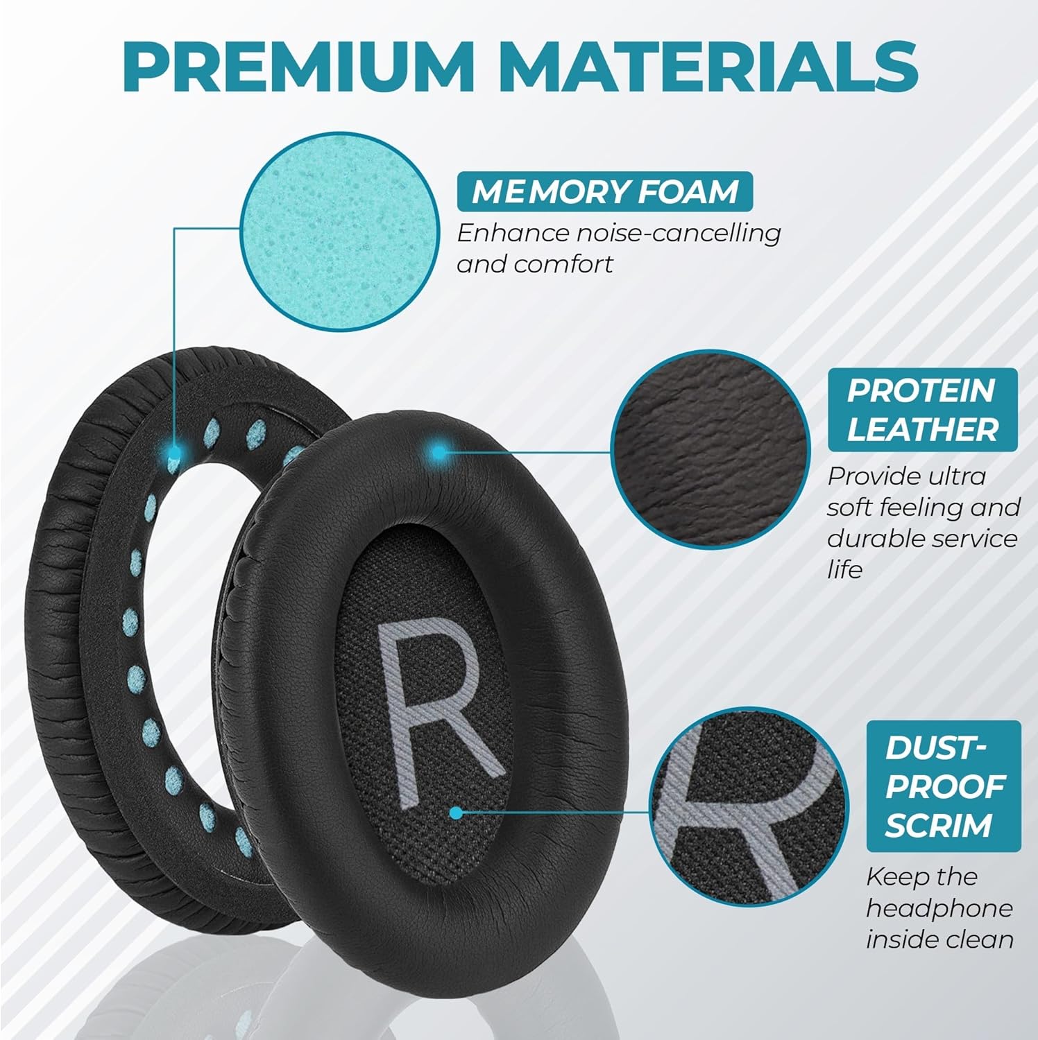 Replacement Ear Pads for Bose NC700 Softer PU Leather Memory Foam