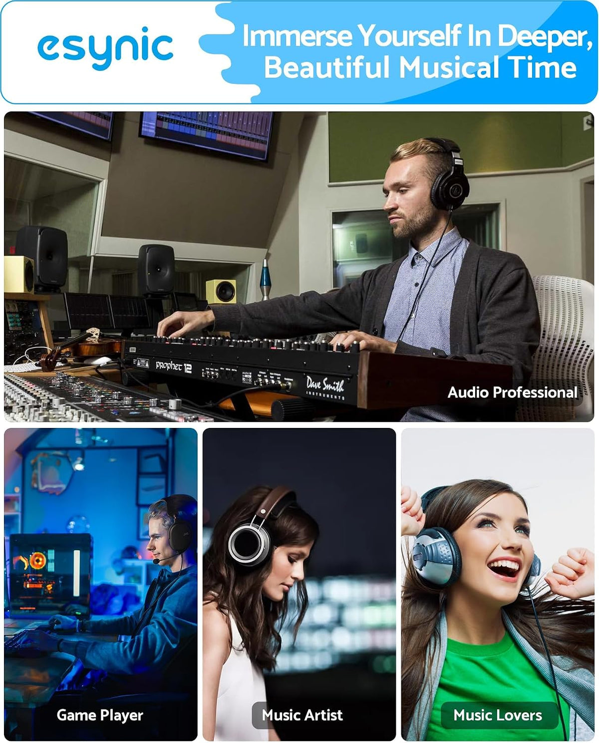 eSynic Portable Rechargeable HiFi Headphone Amplifier 3.5mm