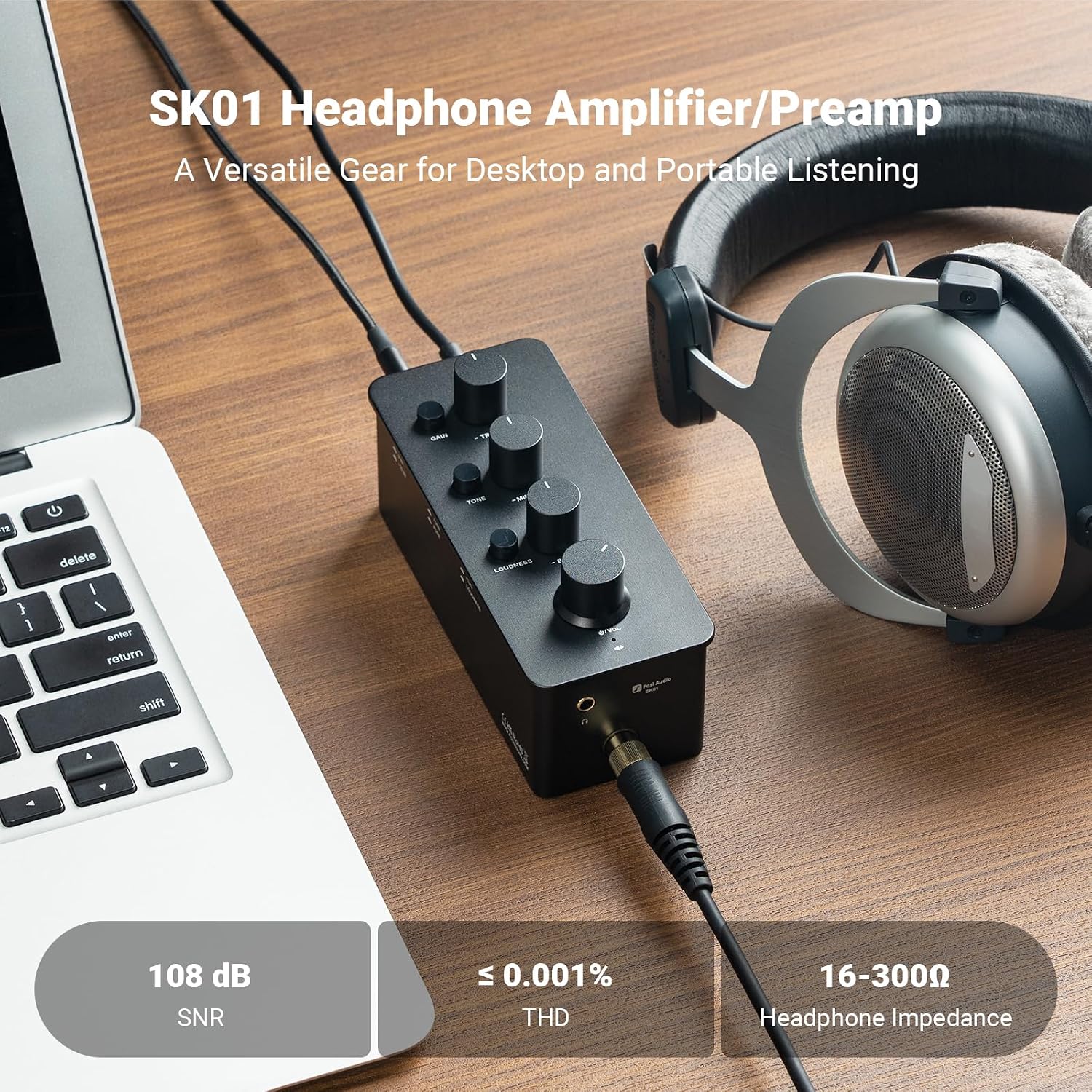 Fosi Audio SK01 Portable Class A Headphone Amp EQ Bass Treble Control