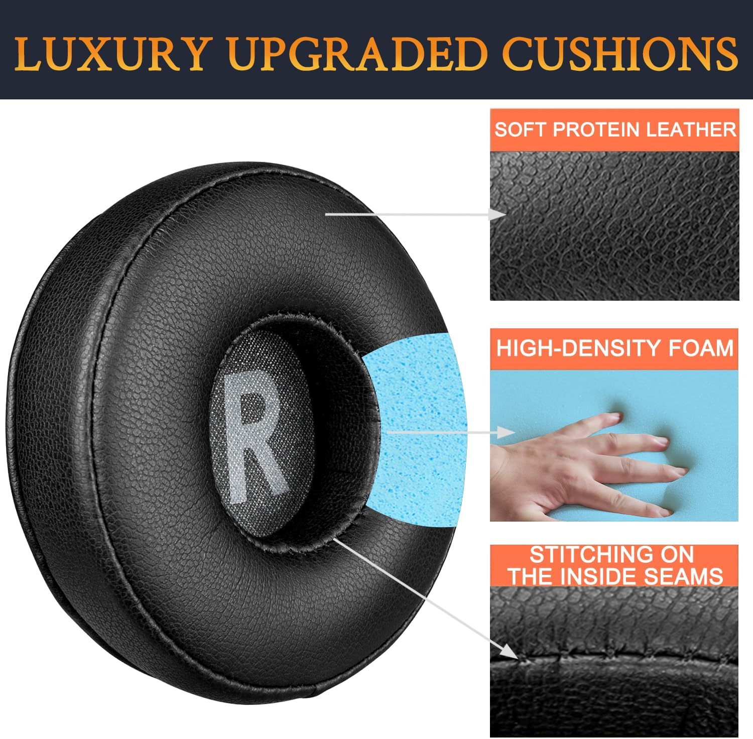 Sony WH-CH510/CH520 Replacement Ear Pads Black for MDR-ZX110