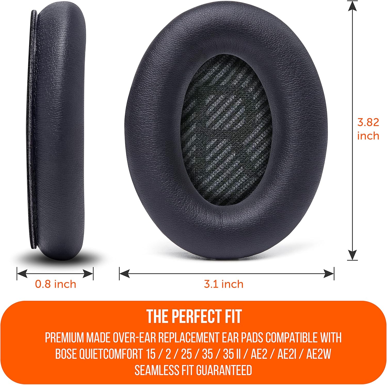 Replacement Ear Pads for Bose QC35/QC35 II Memory Foam Black