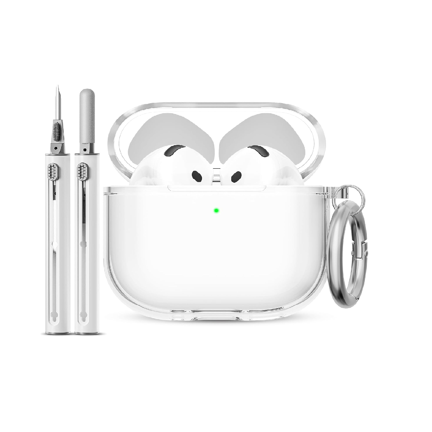 EQD AirPods 4 Case Clear Shockproof Wireless Charging Cover White