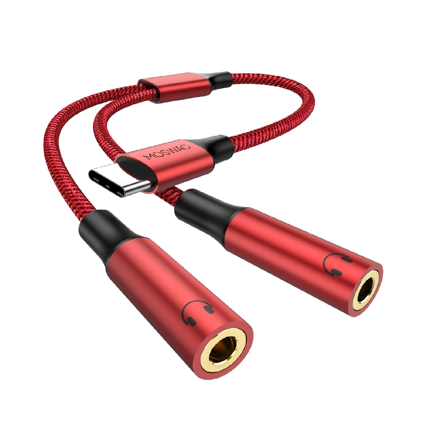 MOSWAG USB-C to Dual 3.5mm Audio Splitter Adapter for Two Headphones