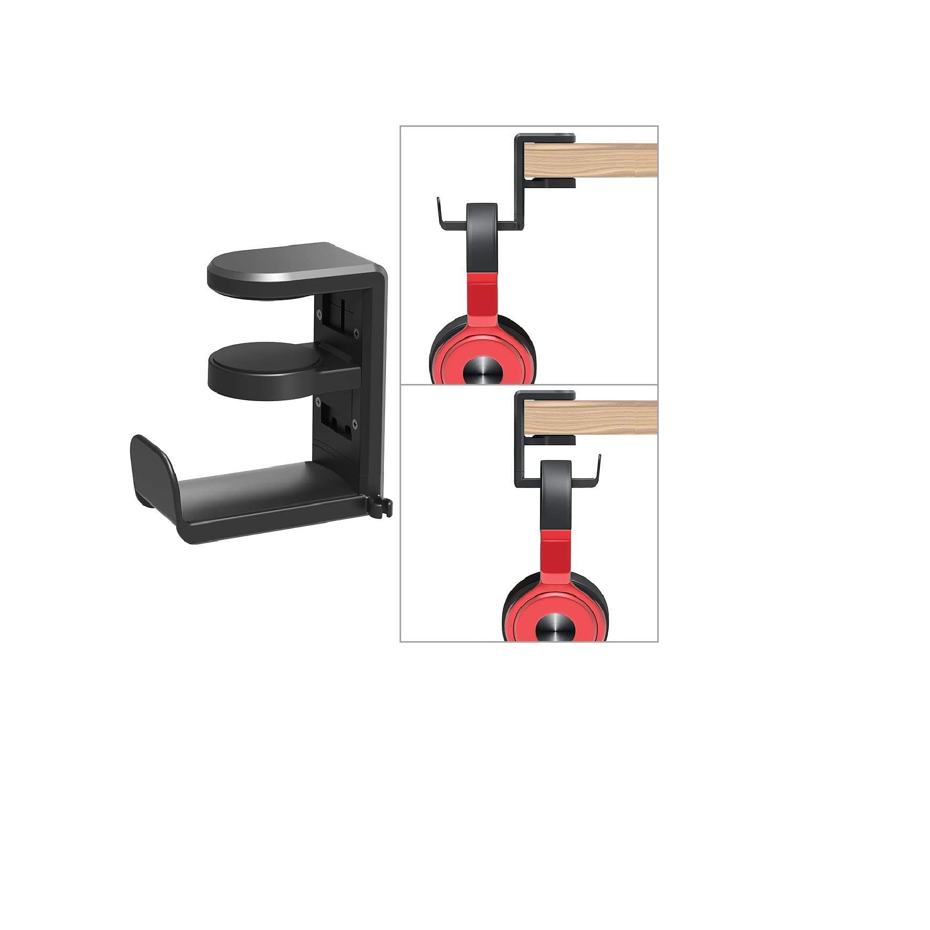 Klearlook 360° Swivel Adjustable Clamp Headphone Stand Holder, Black