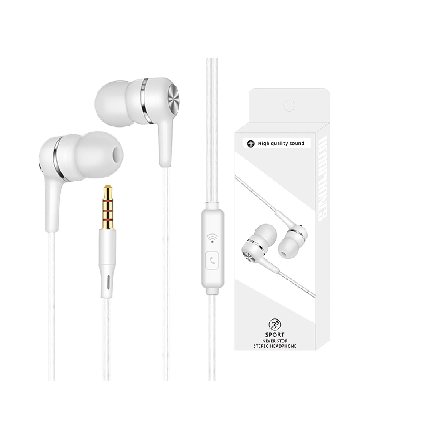 Wired In-Ear Headphones with Mic, 3.5mm Stereo for Android & PC