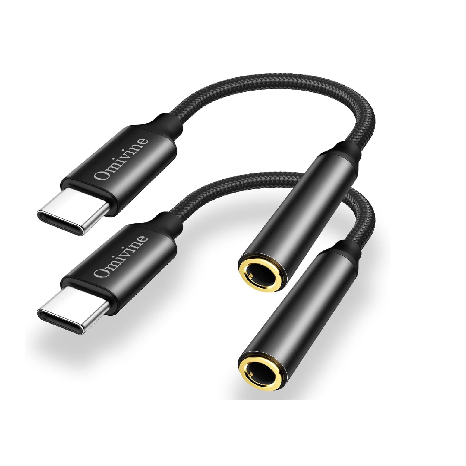 2 Pack USB-C to 3.5mm Headphone Adapter Nylon AUX Audio Cable