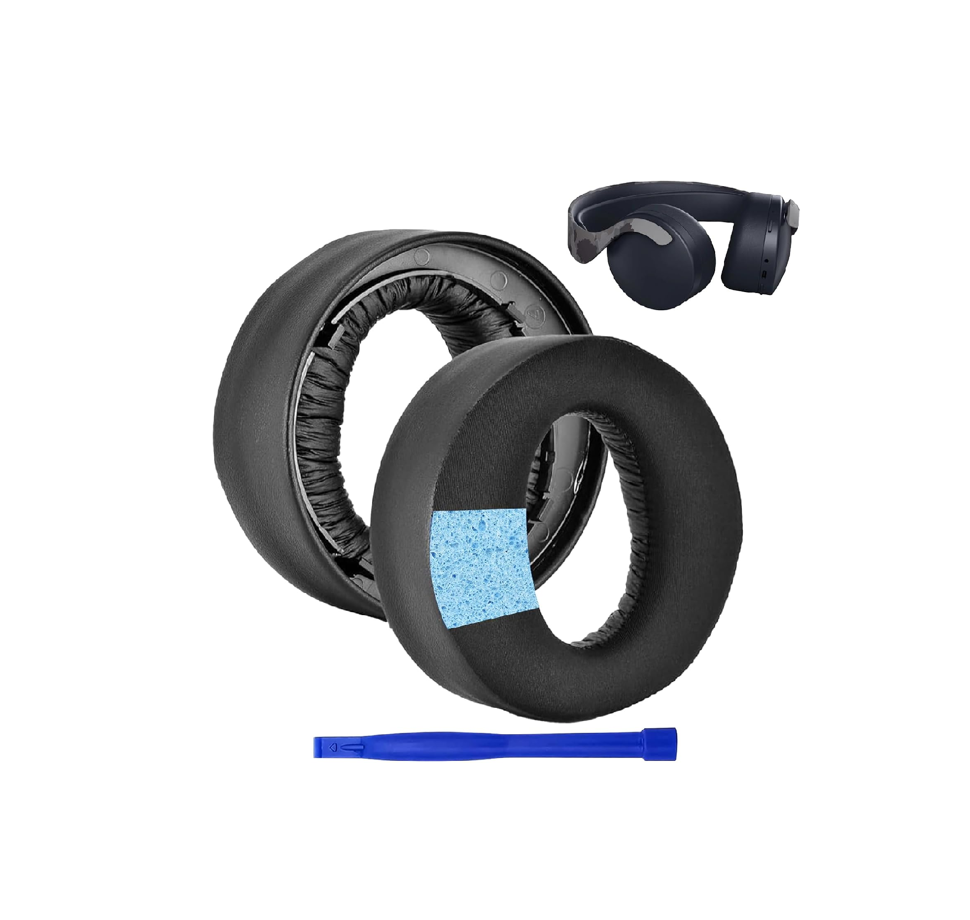 PS5 Pulse 3D Headset Replacement Ear Pads, Protein Leather, Black