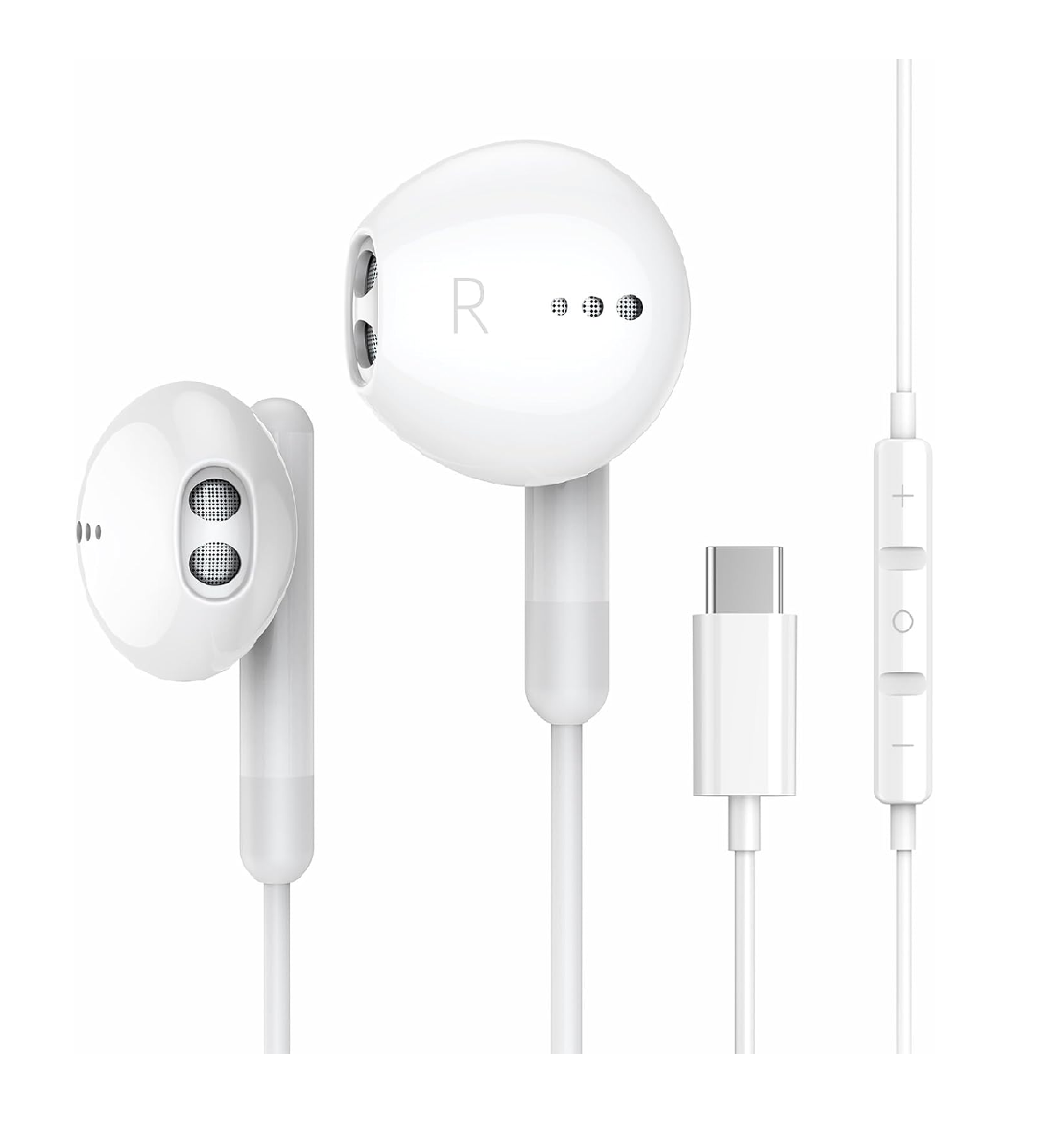 USB-C Earbuds with Mic & Volume Control for iPhone & Samsung