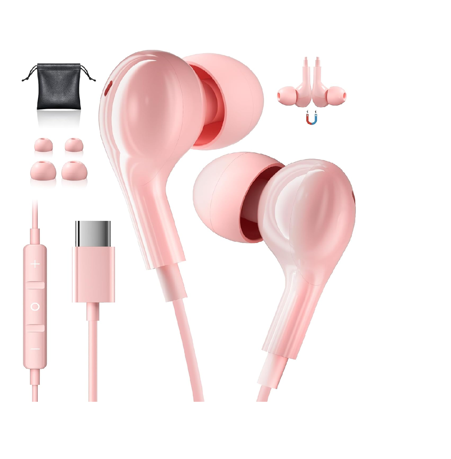 USB C Headphones Samsung S26 S25 iPhone 17 Wired Earbuds Type C 70C