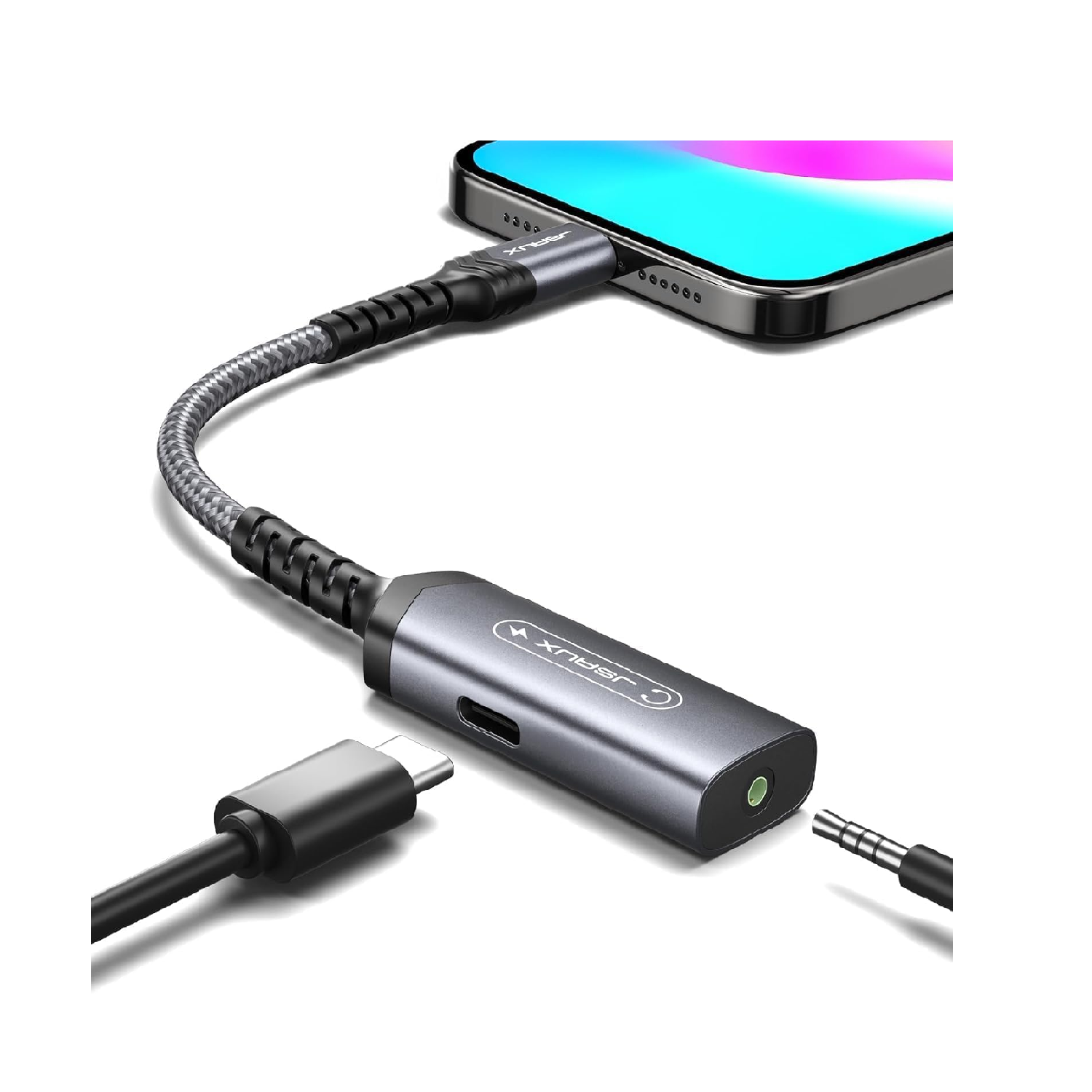 JSAUX USB C Headphone Adapter with 60W PD Fast Charging 2-in-1