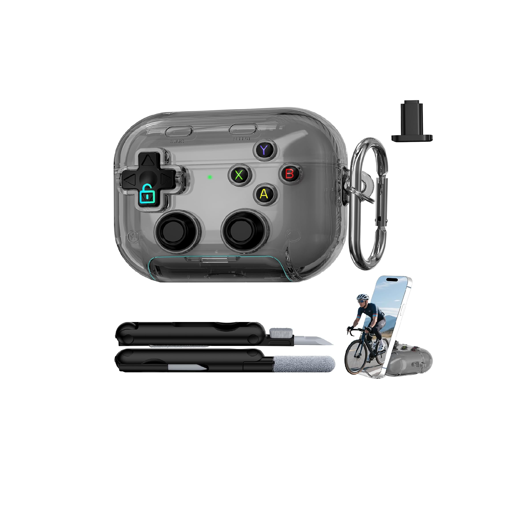 Hard AirPods Pro 3 Case Clear Gaming Cover Lock Fidget Stand Kit