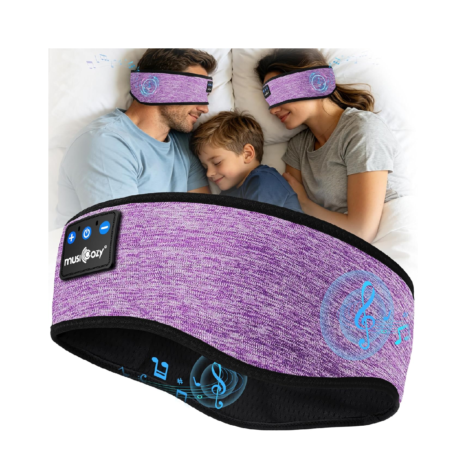 MUSICOZY Sleep Headphones Bluetooth Headband for Side Sleepers 16H Playtime