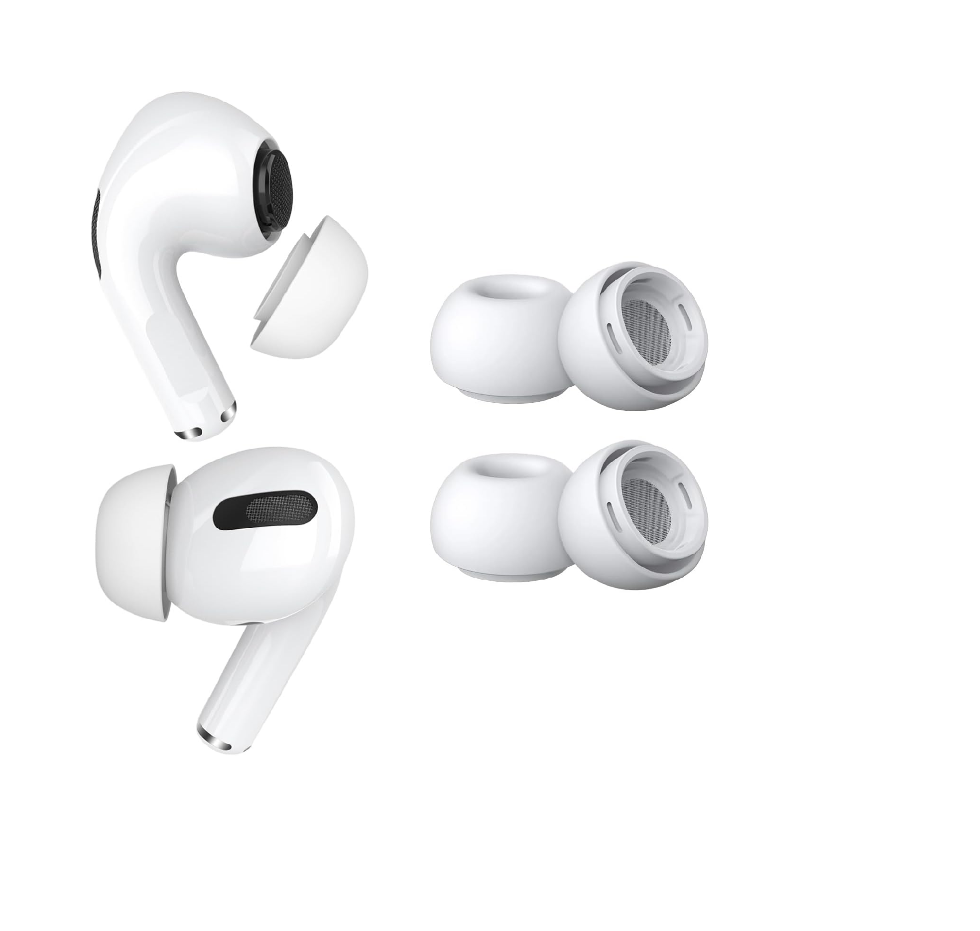 MMOBIEL AirPods Pro Gen 1 & 2 Silicone Ear Tips (2 Pairs) White