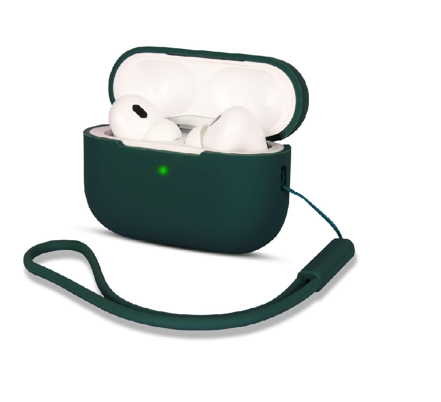 Silicone Case for AirPods Pro 2 Shockproof Cover with Lanyard Green