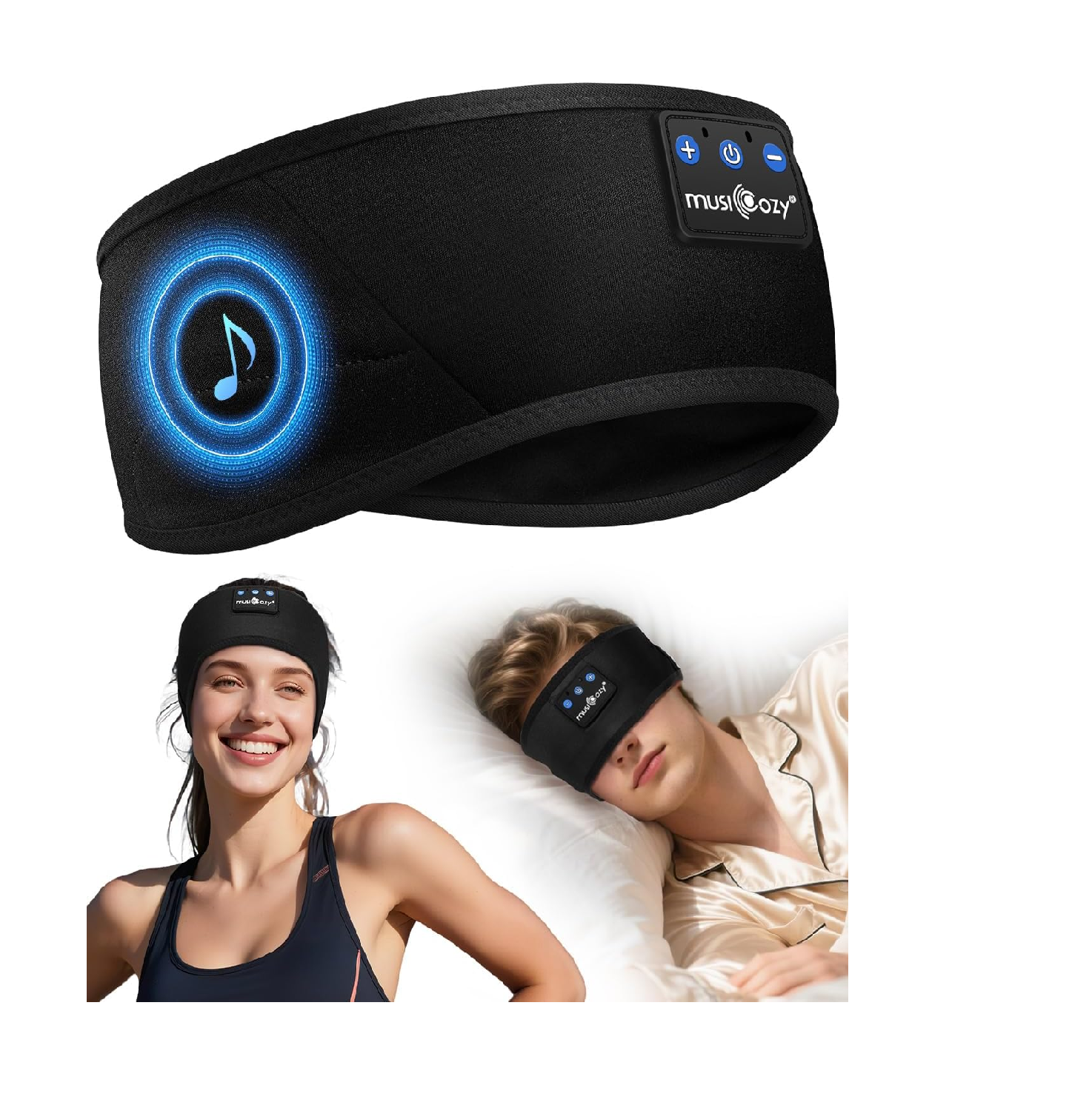 MUSICOZY Sleep Headphones Bluetooth 5.4 Headband Eye Mask for Sleep 5