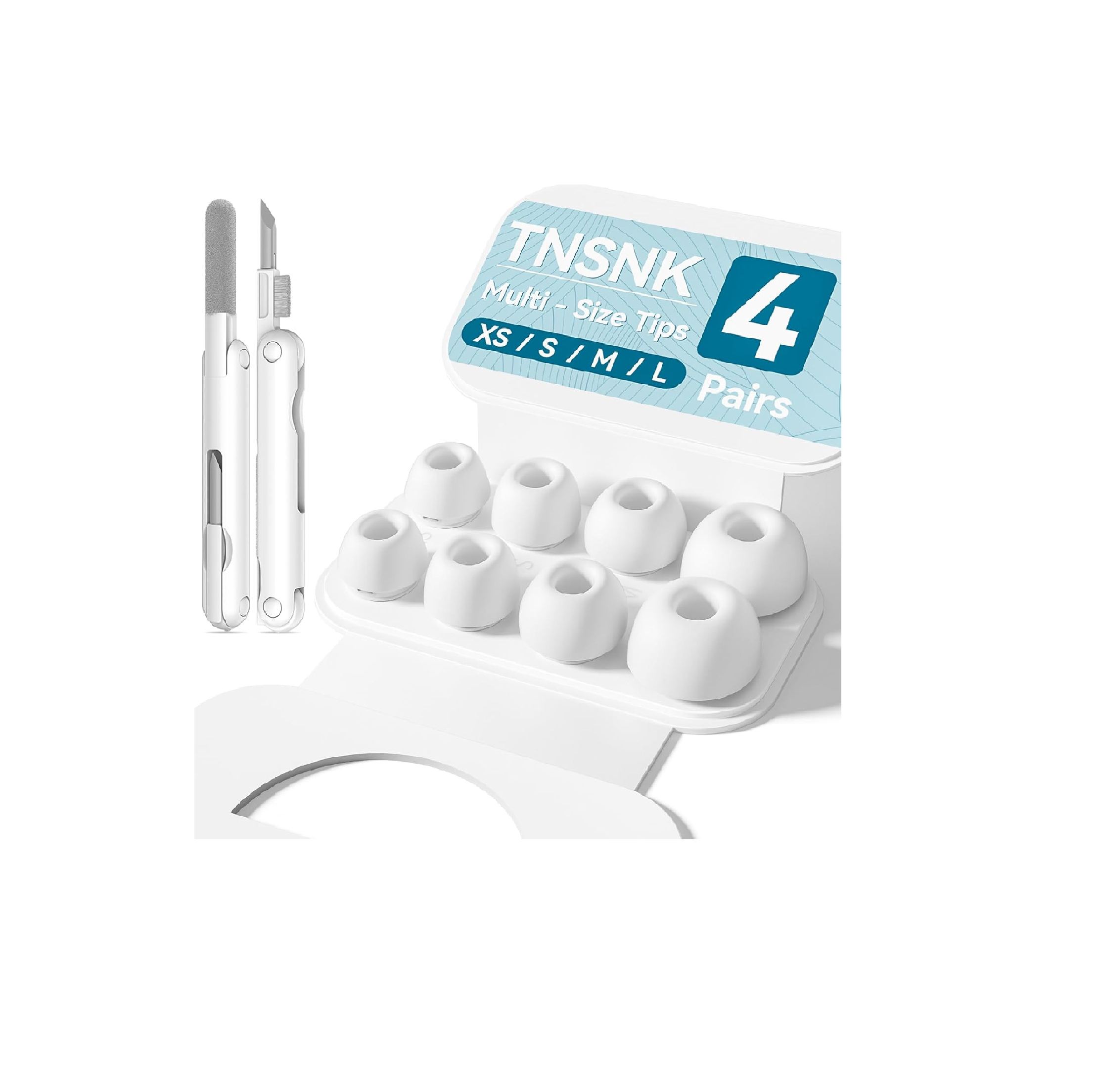 Replacement Ear Tips for AirPods Pro 1/2, XS-S-M-L with Cleaning Kit Box