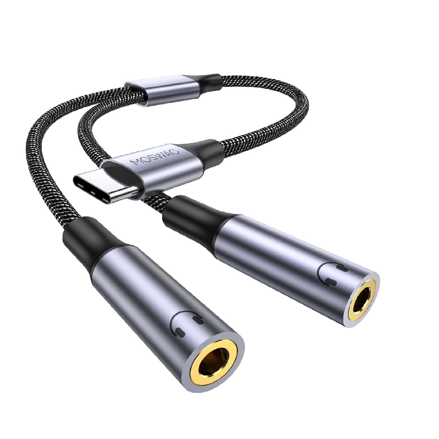 MOSWAG USB-C to Dual 3.5mm Audio Splitter Adapter for Two Headphones